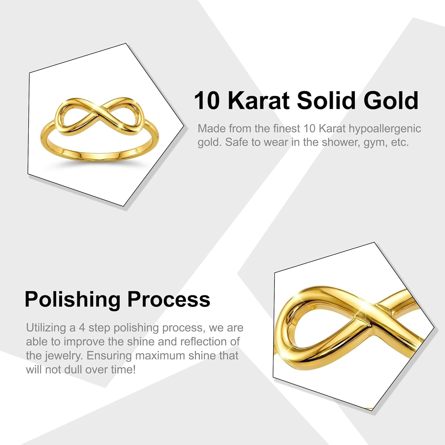 Charm America - Gold Infinity Ring - 10 Karat Solid Gold - Image 2