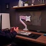 ETHU Single Heavy Duty Monitor Arm for 17-42 inches Monitors with 30 RGB Lighting Effects, Holds 33lbs,Ultrawide Monitor Arm for Curved Flat Monitors (Pink)