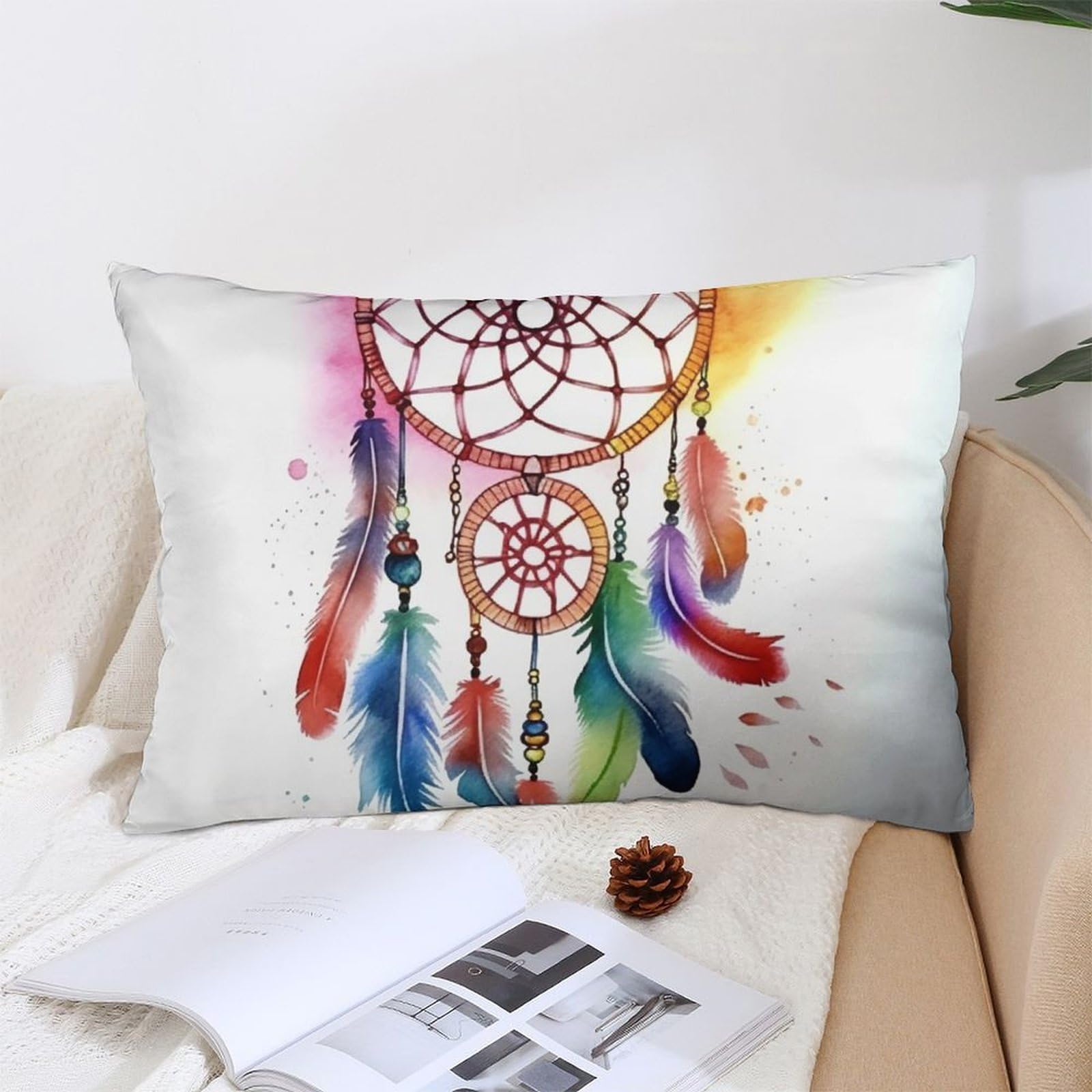 NTVOWPZO Decoration Throw Pillow Covers 12 "x20 Pillowcases Covers Watercolor Dream Catcher Soft Pillowcases Modern Farmhouse Home Decor Sofa Cushions Covers for Couch Bed Living Room