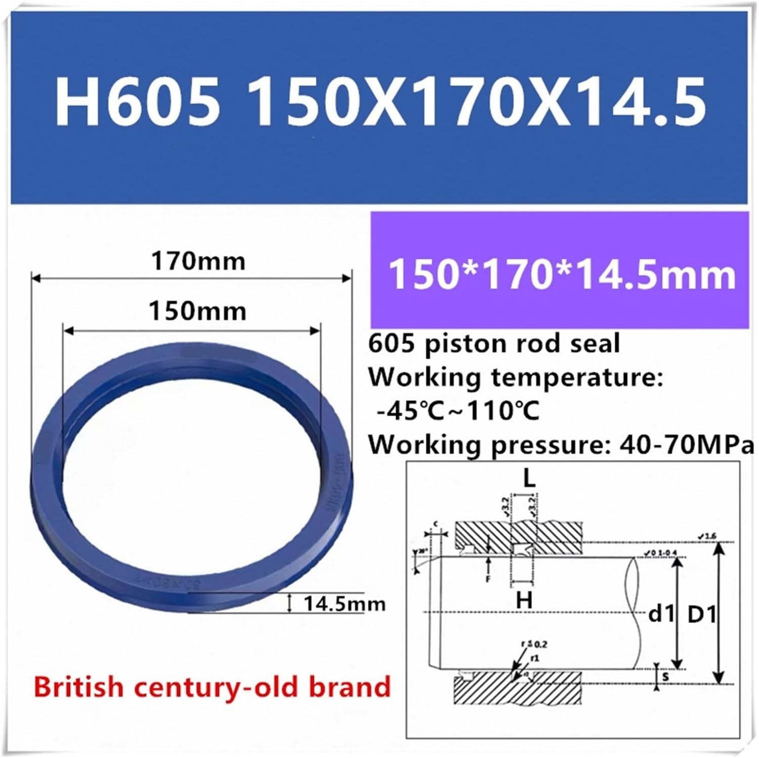 1pc 605 Series Polyurethane Oil Seal Ring Piston Rod 140~240mm Oil-Resistant Low-Temperature Resistant(5pcs,605 200X220X14.5)