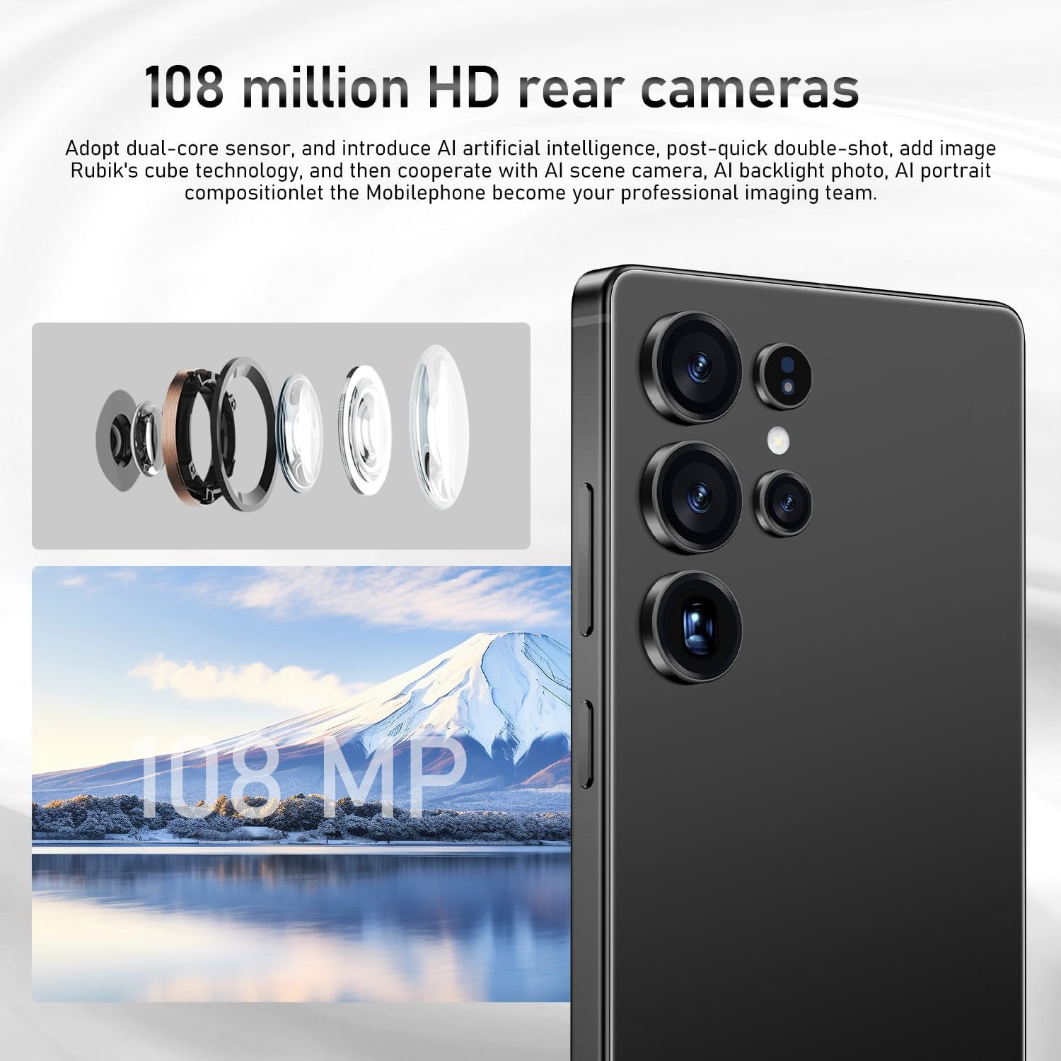 I25 Ultra Unlocked Smartphone,16+512GB Unlocked Phone,6.9" HD+ Display,Built in Pen,Snapdragon 8 Gen3 7000mAh Dual Speakers 5G/Face ID/Fingerprint Lock/Dual SIM/GPS (Black)