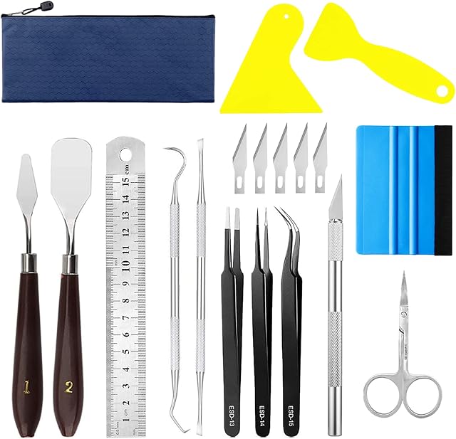 X SIM FITNESSX 18 Pcs Craft Weeding Tools Set, Basic Craft Tools for Weeding, HTV, Cameos, Lettering, Including Scissor Tweezers Weeders Scraper Spatula