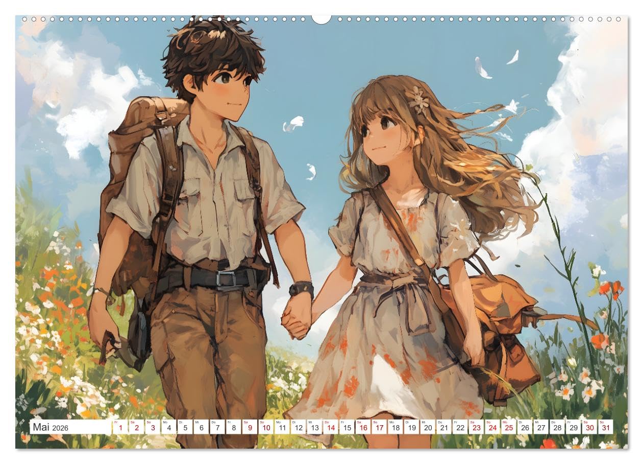 Das Jahr der Liebe: Verliebte Pärchen im Manga-Stil (hochwertiger Premium Wandkalender 2026 DIN A2 quer), Kunstdruck in Hochglanz: Ein ganzes Jahr ... und Manga vereinen möchten (CALVENDO Orte)