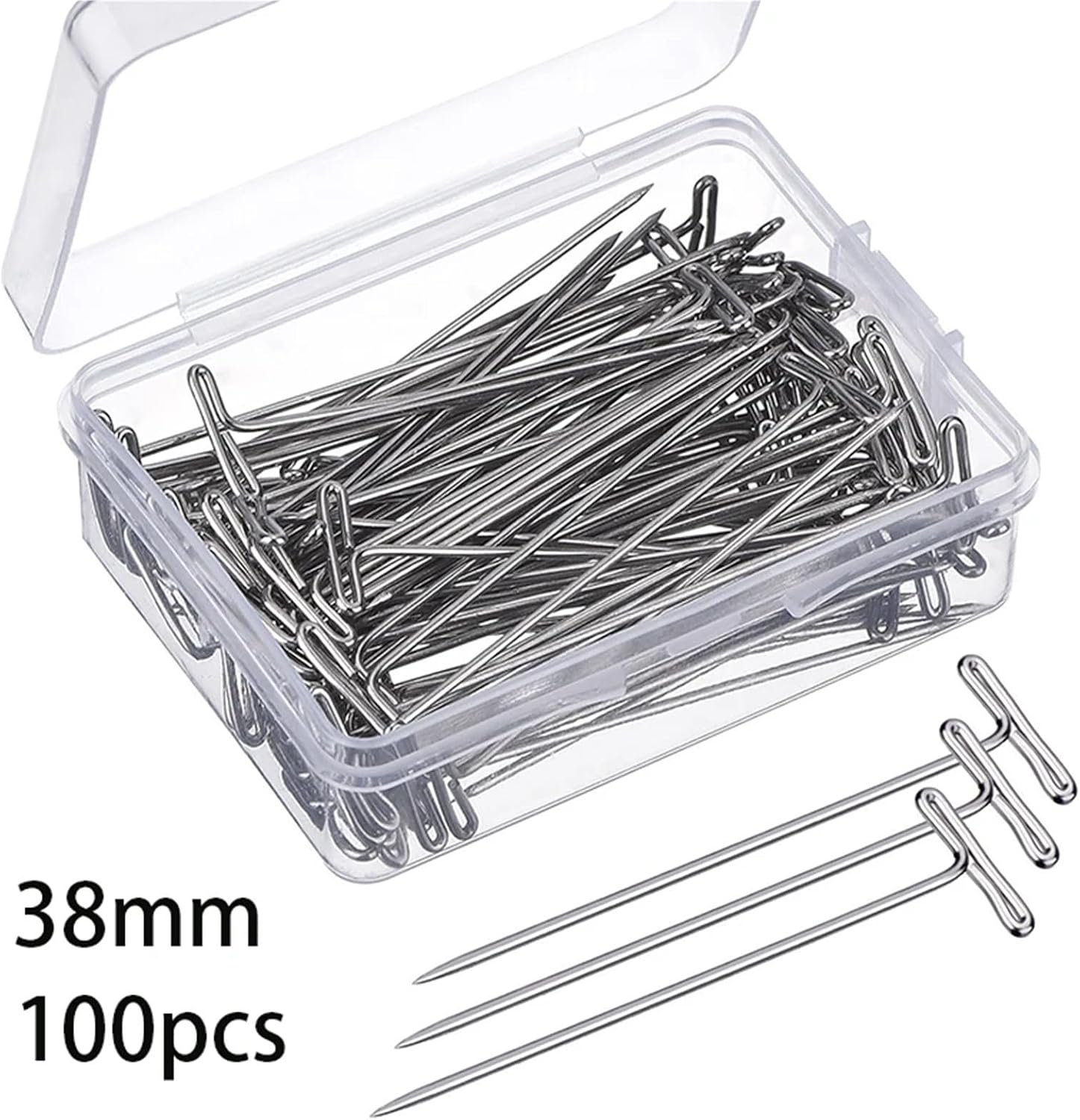 T Pins 500Pcs Stainless Steel T Pins Thumbtack Pushpin Shaped Needles with Storage Box Blocking Knitting Modelling for Temporary Fastening Needs in Sewing,Quilting(38mm)