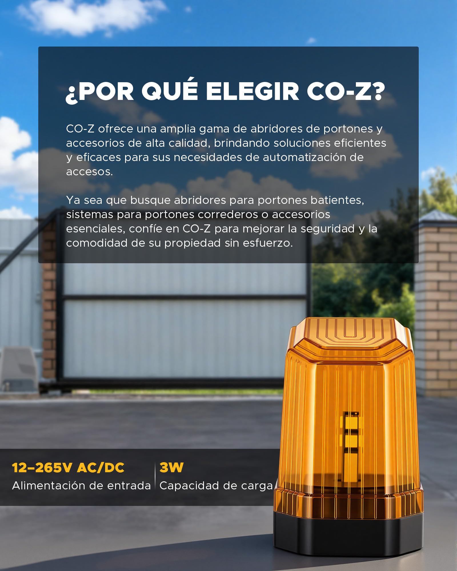 CO-Z Lámpara de Alarma Universal de Señal para Abrepuertas, Luz Estroboscópica LED de Seguridad 1 HZ, Luz de Advertencia para Motor Puerta de Corredera y Batiente