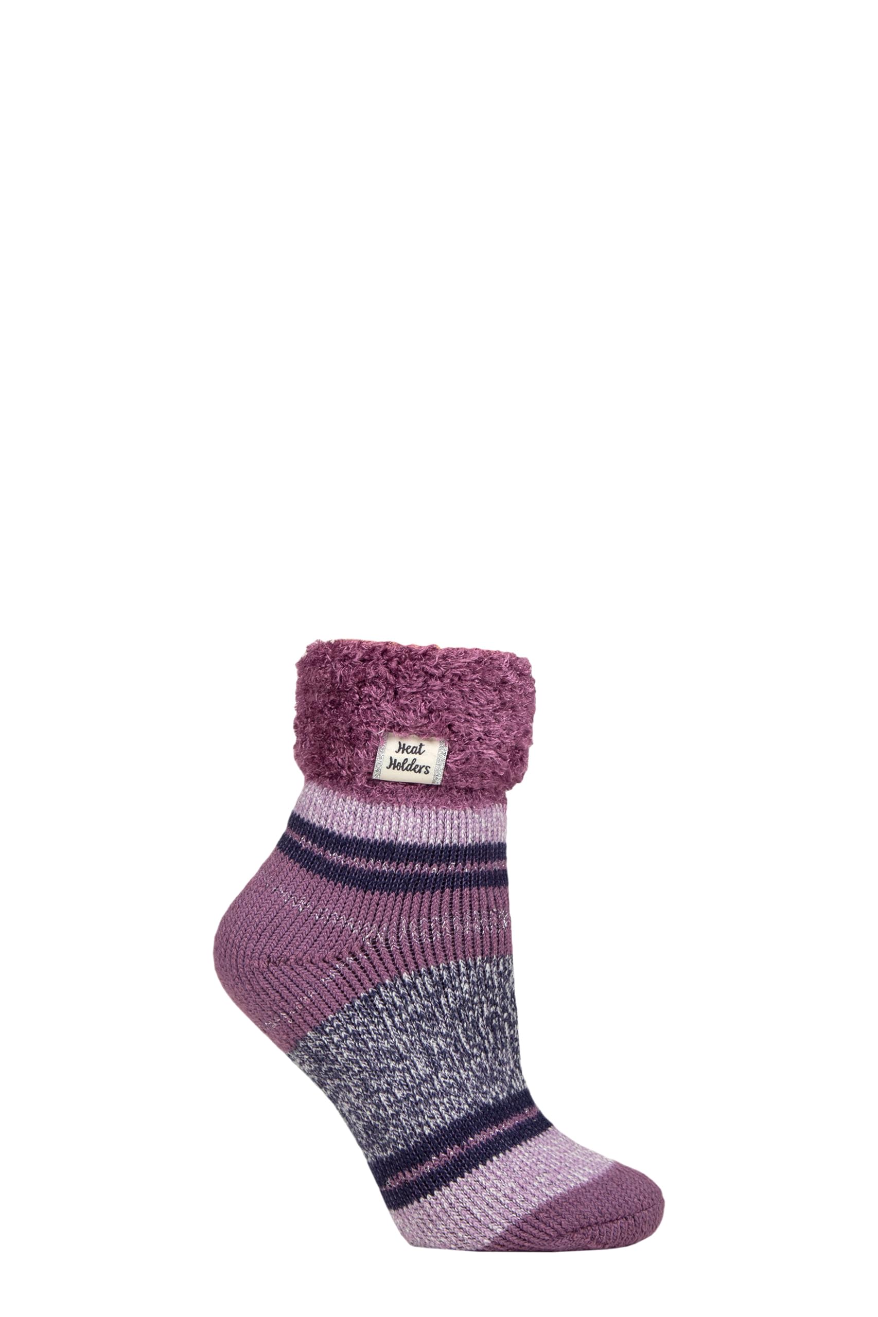 HEAT HOLDERS Ladies Sleep Turn Over Cuff Socks Pack of 1 (Halda Mulberry, UK Footwear Size System, Adult, Women, Numeric Range, Medium, 4, 8)