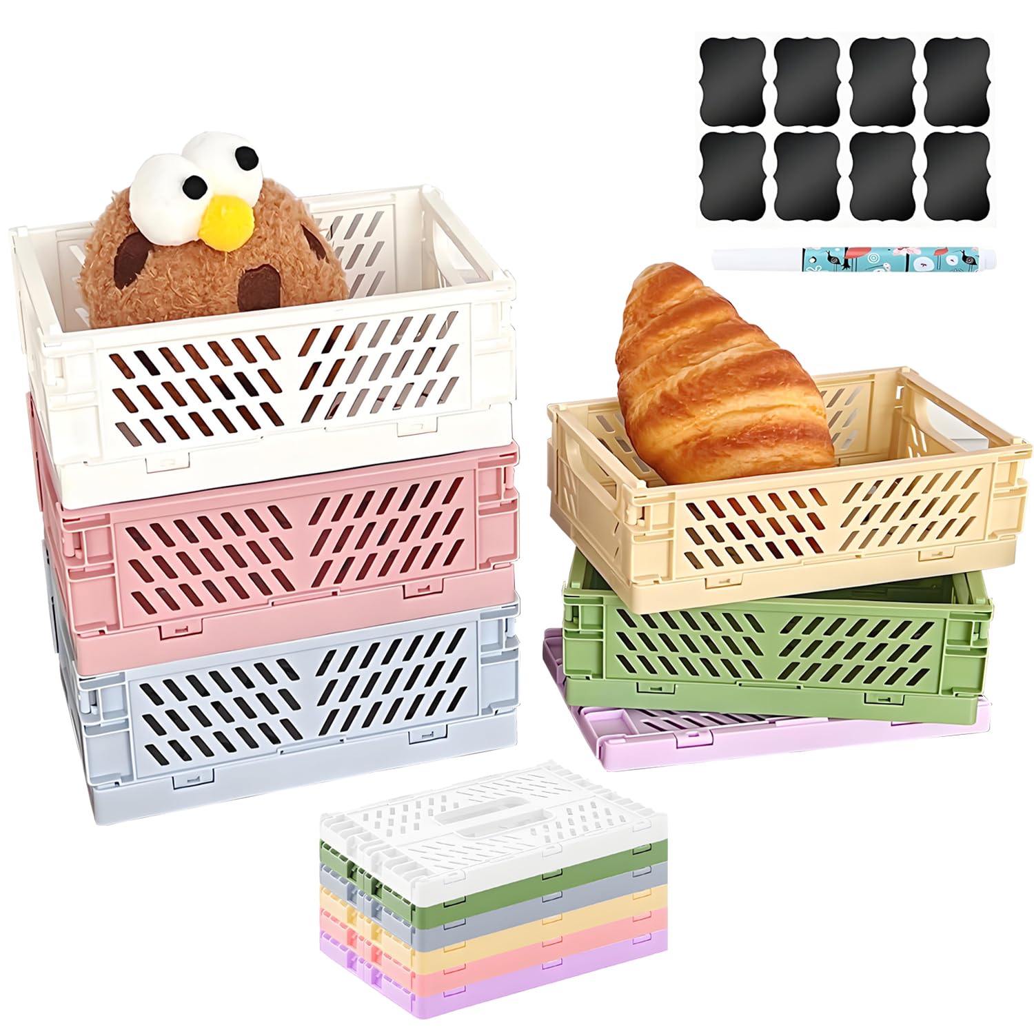 Kiswleon 6 Klappbox 15*10*5.8,Folding Klappbox Klein,Klappboxen Faltbar Stabil für Klappkiste Groß,Klappkorb Faltbar,Klappkiste Klein,Aufbewahrungsbox für Kinderzimmer,Küche,Arbeitszimmer Küche, Haushalt & Wohnen