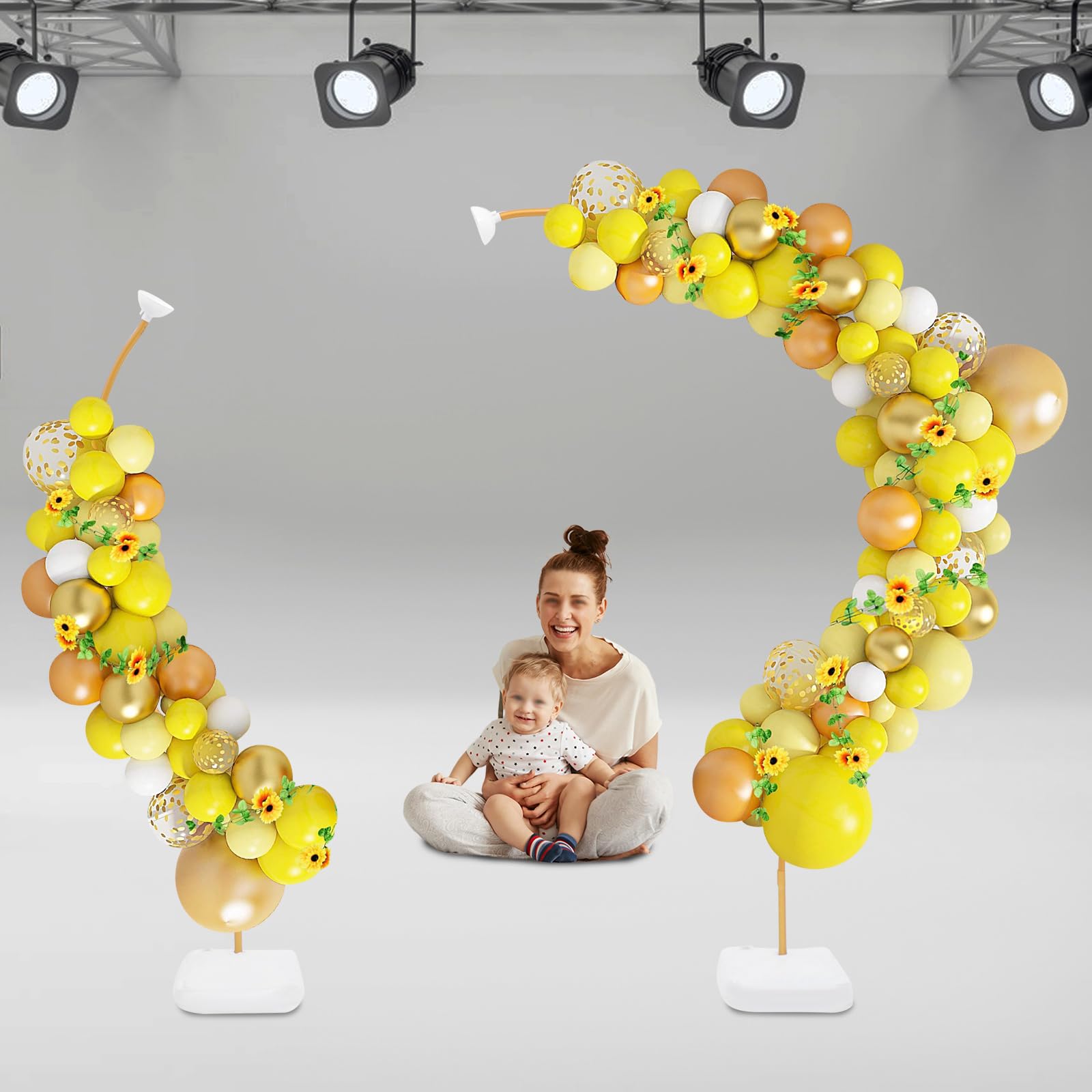 Juego de arco para globos, combinación libre en ancho y alto, soporte para arco de globos, con soporte y 2 bolsas de agua, decoración de fiesta reutilizable para bodas, cumpleaños, baby shower