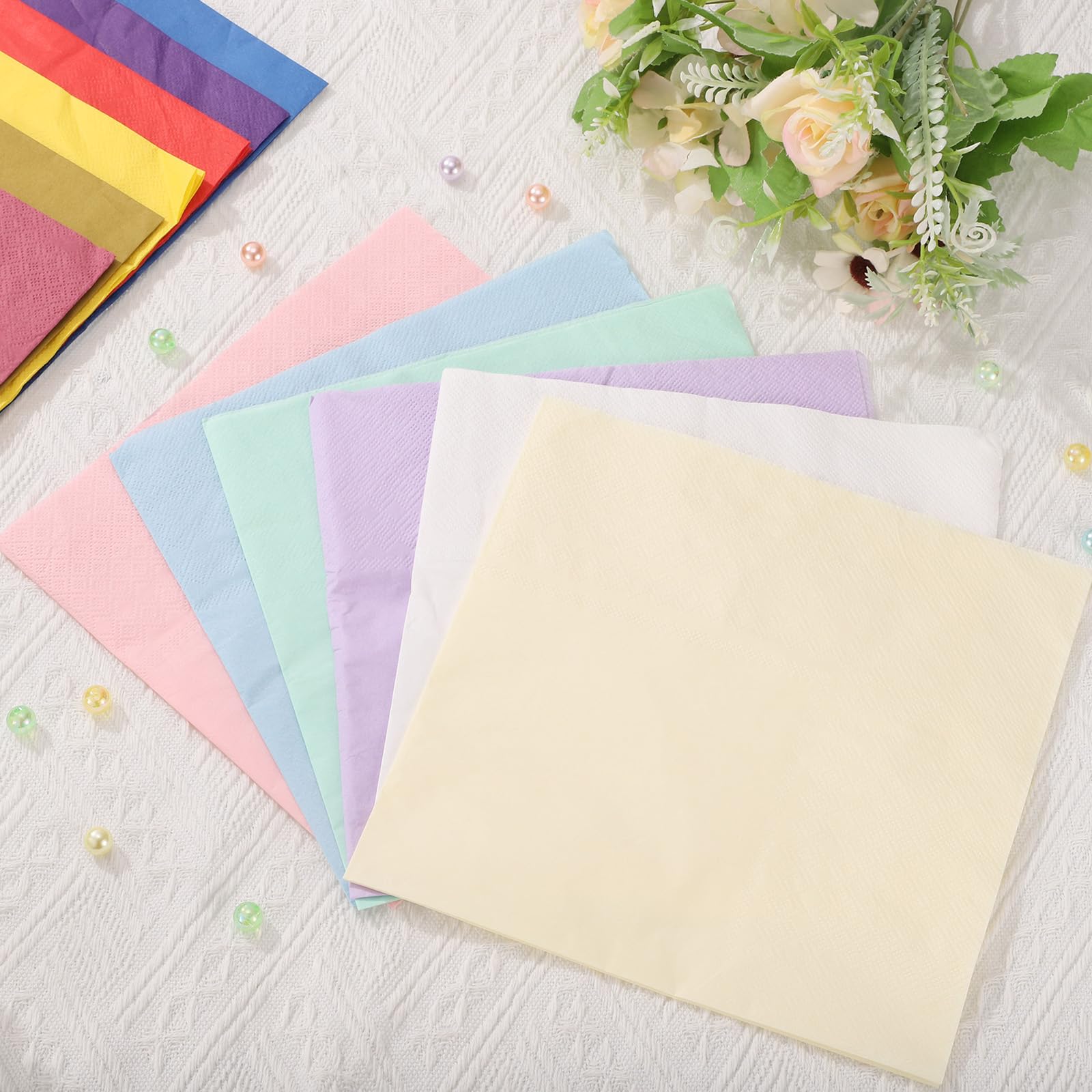 uxcell Servilletas de cóctel, paquete de 200 servilletas desechables cuadradas de 2 capas de 25.4 x 25.4 cm, servilletas de papel para cena, boda, fiesta de cumpleaños y uso diario