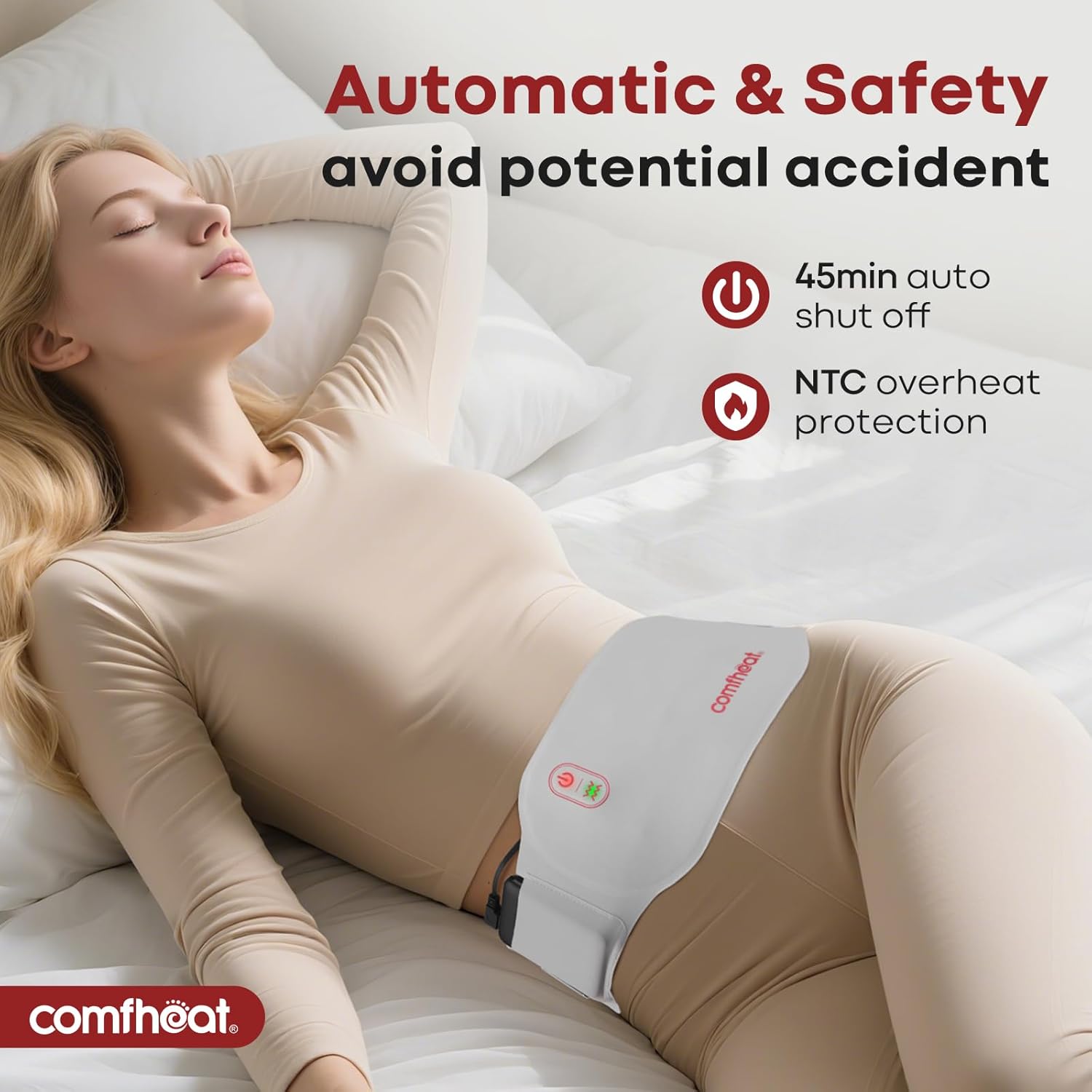 Portable Infrared Heating Pad for Period Cramps Pain Relief, Ultra Thin Cordless Menstrual Relief Abdomen Belly Heat Belt Wearable Heating Pads, Gift for Women Girl Mom - Image 7