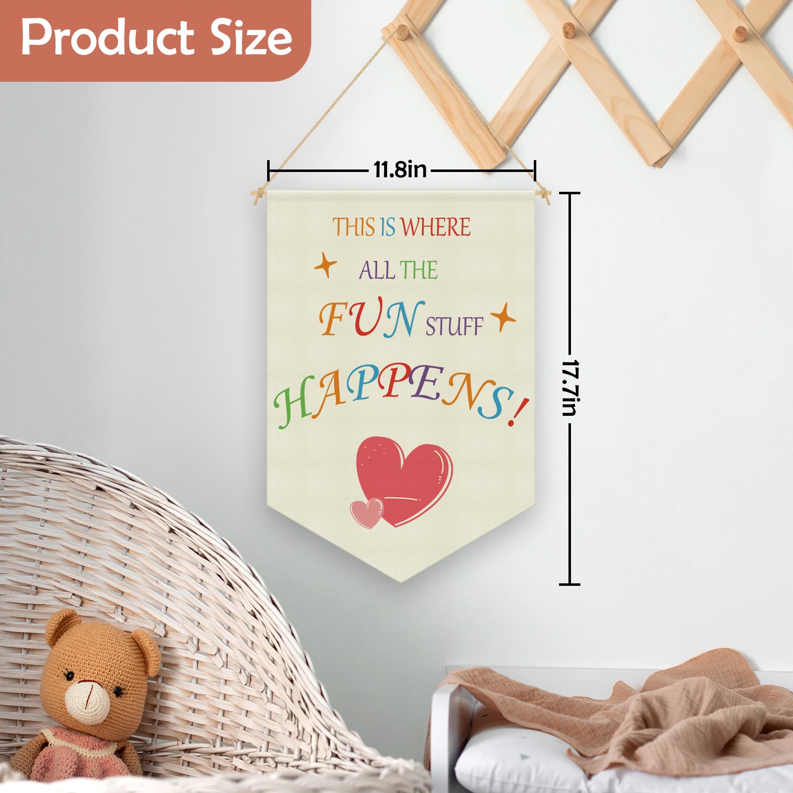 Nursery Decor Playroom Wall Decor Classroom Decorations Hanging Pennant Flag Banner Kids Playroom Wall Art Decoration Gifts for Baby Boys Girls Kids Room Bedroom Linen Cotton Flag