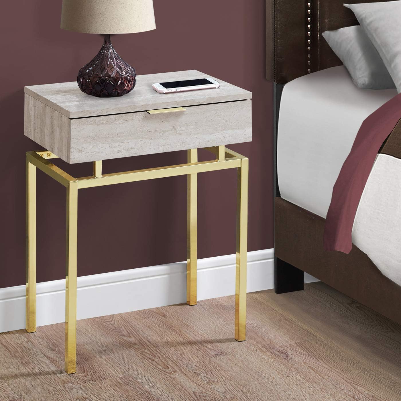 Monarch Specialties I Accent, END Table, Night Stand, BEIGE