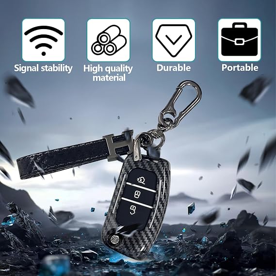 Key Case for Ford Fiesta with Keychain, Key Cover for Ford Fiesta, Drop and Wear Resistant, Stylish and Durable, 3 Buttons Car Keys Case Shell Compatible with Ford Fiestas/Focus/Galaxy/Mondeo/Kuga