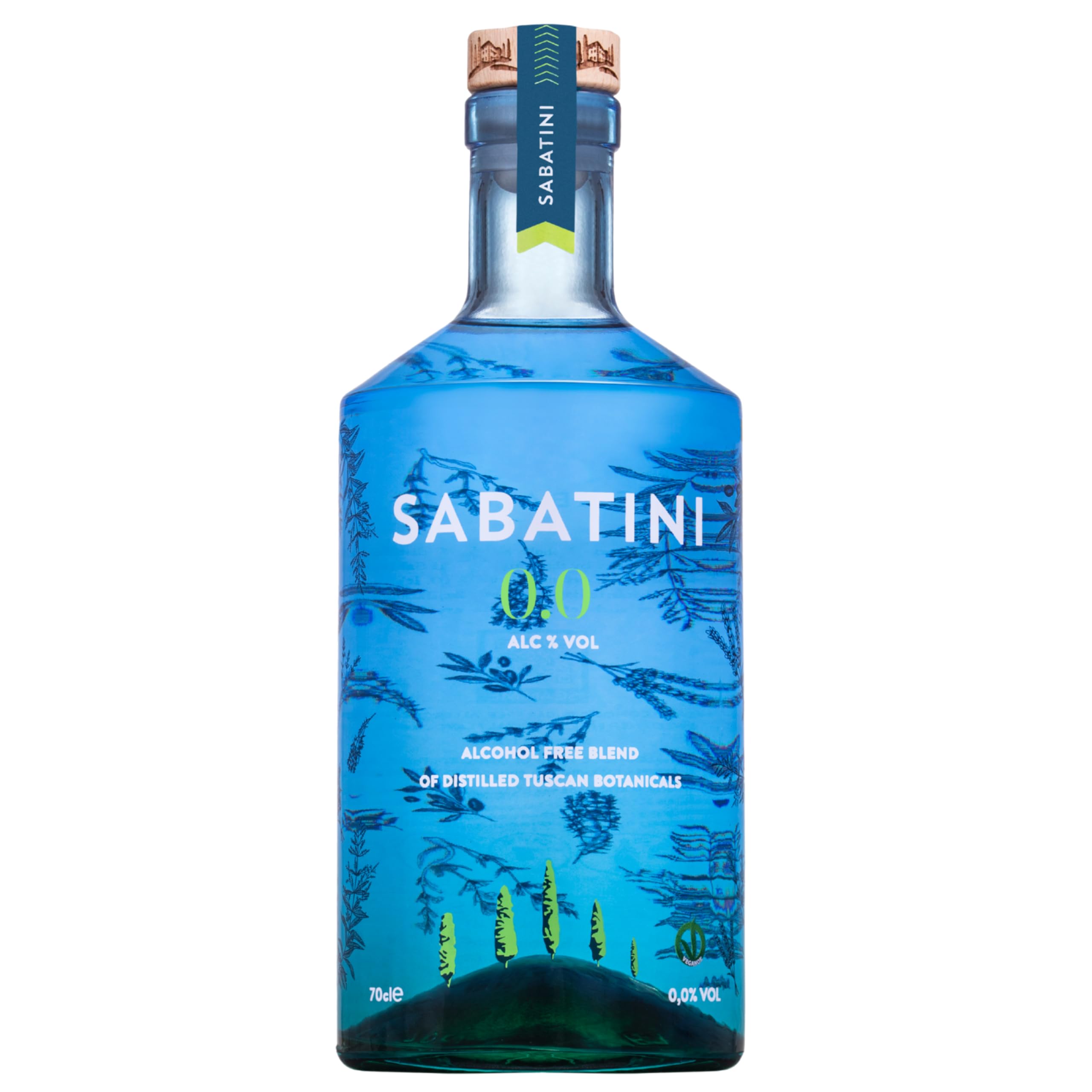 Sabatini, Distillato Analcolico 0.0, 700ml, Ideale per Gin Tonic Analcolico, Note Fresche, Citriche e Balsamiche, con Foglie di Olivo, Salvia, Timo, Lavanda, Lemon Verbena, Idea Regalo, 0.0% Vol.