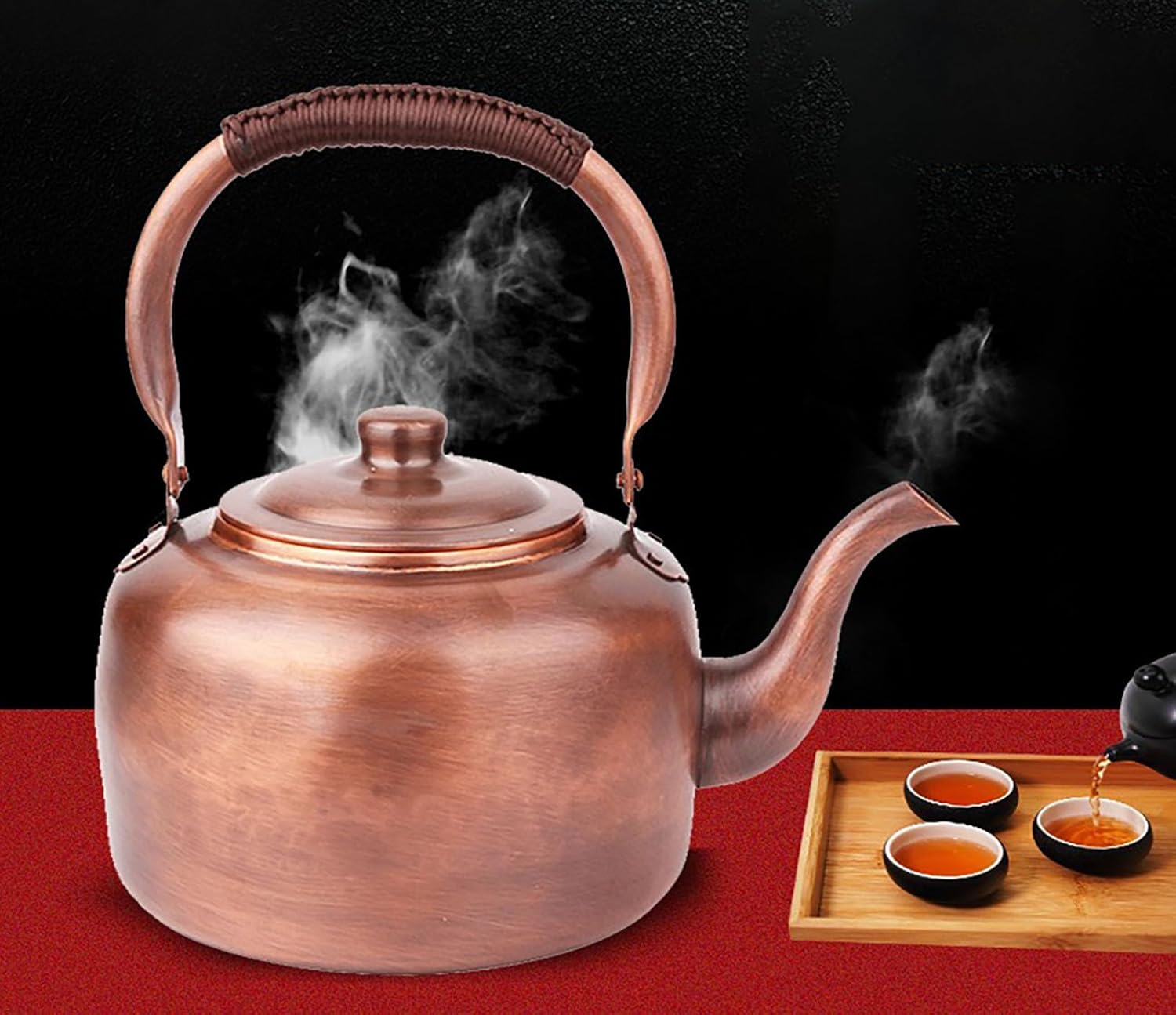 Handmade Copper Kettle Copper Teapot for Stovetop Premium Copper Tea Kettle For Stove Top,Rustic Tea Pot With Ergonomic Handle,Work for gasstove tops pure copper kettle,5L