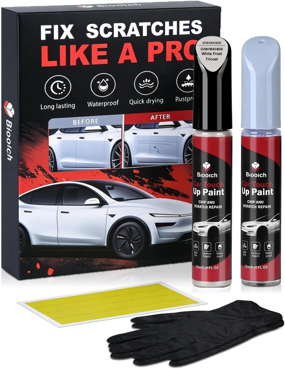 White Frost Tricoat G1W/WA140X for GMC Touch Up Paint Kit[2K Clear Coat Included],Exact Color Match Touch Up Paint for Chip and Scratch