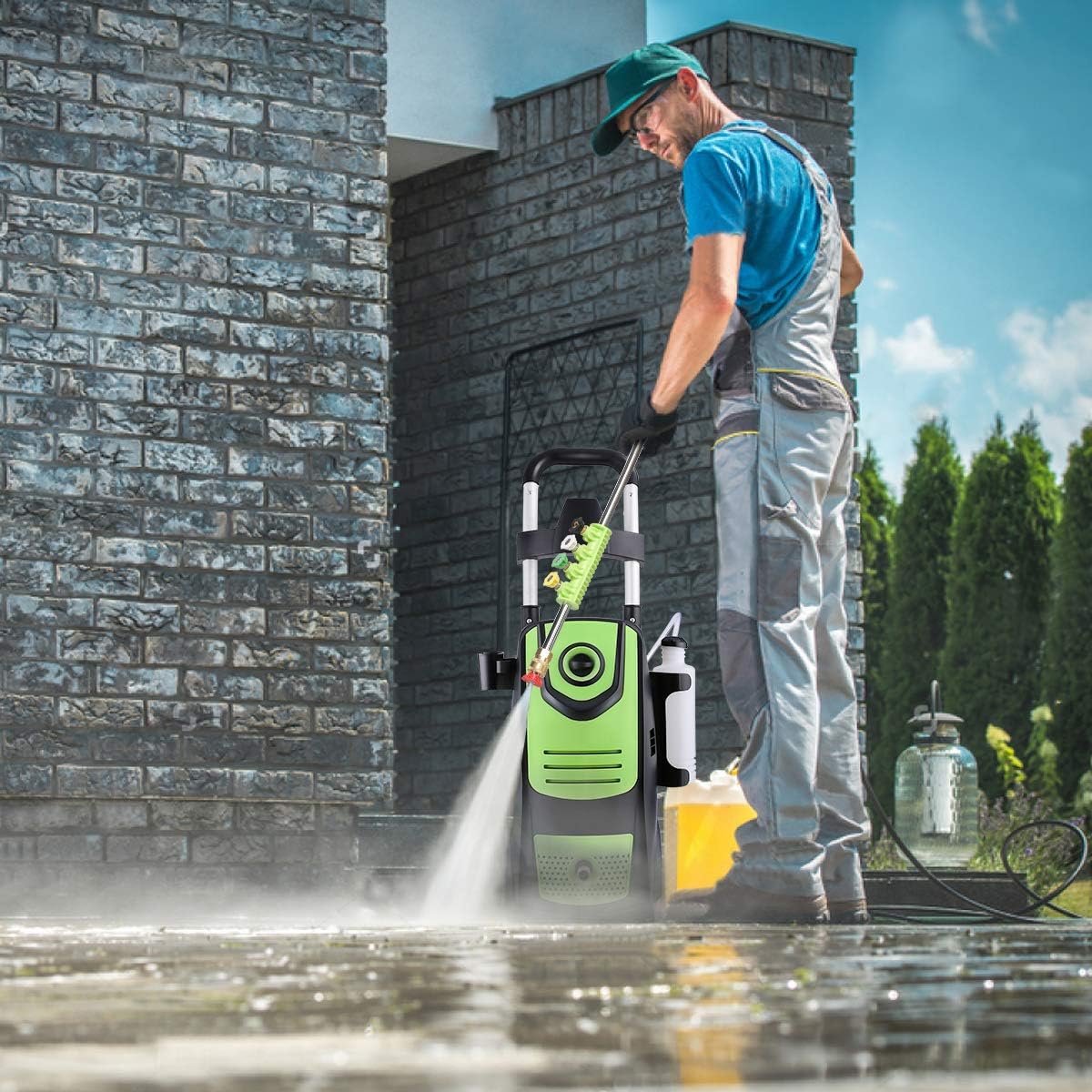 Suyncll High Power Washer Electric Pressure Washer,3800PSI 2.8GPM Pressure Washer Car Patio Garden Yard Cleaner(Green)