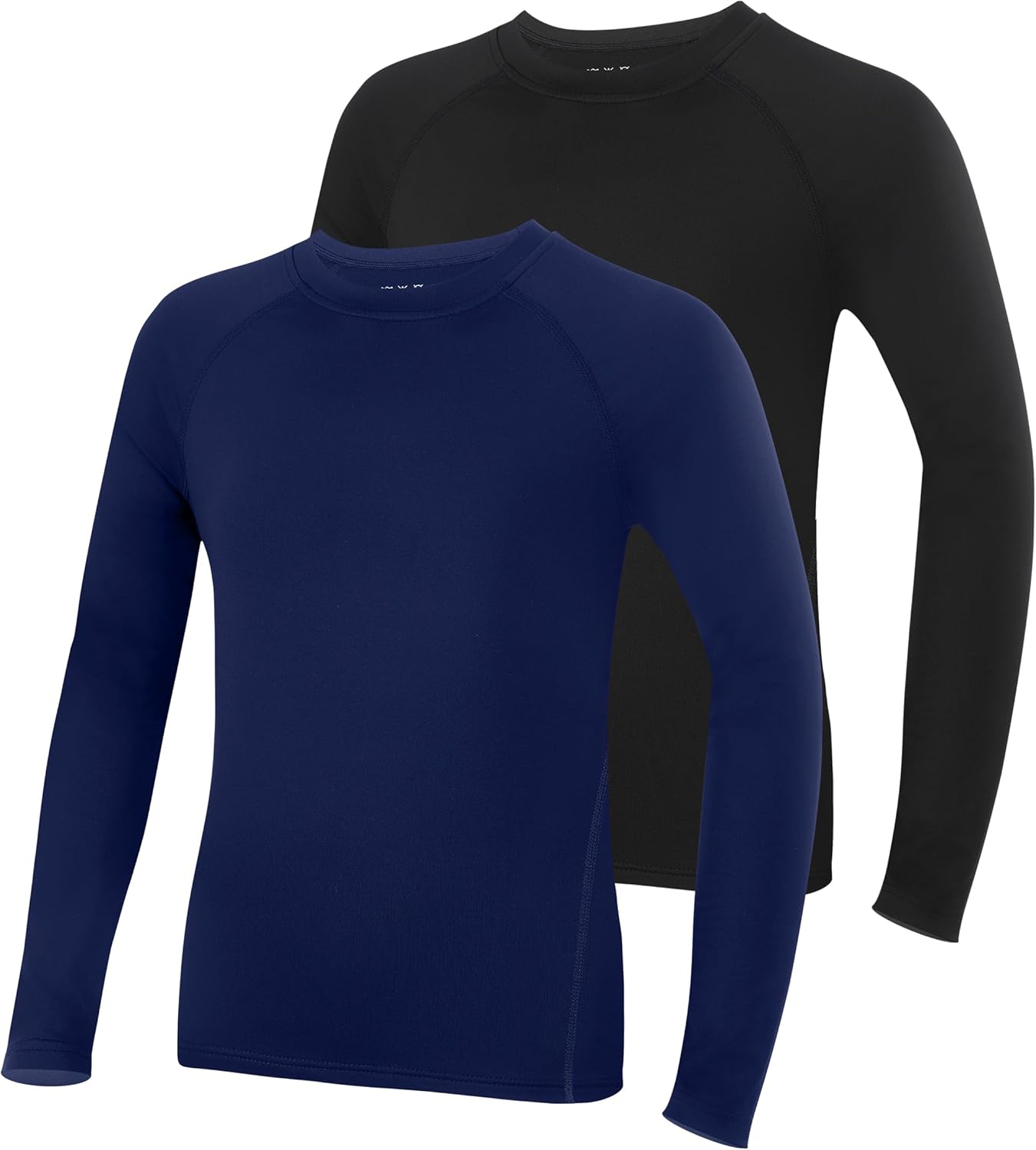Roadbox Boys Compression Thermal Shirt - 1-2 Pack Youth Long Sleeve Fleece Base Layer Undershirts Football Baseball