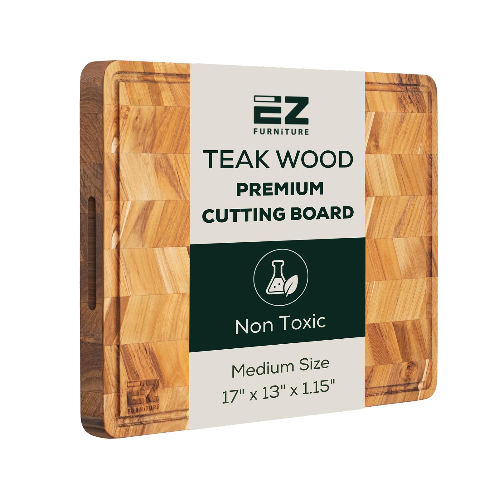 EZ FURNITURE Teak Edge Grain Cutting Board