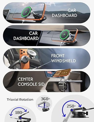 Miniatura 5 de LISEN Qi2.2 - Cargador de coche Magsafe de 25 W, [actualizado en 2026], cargador inalámbrico rápido para automóvil, soporte para teléfono de