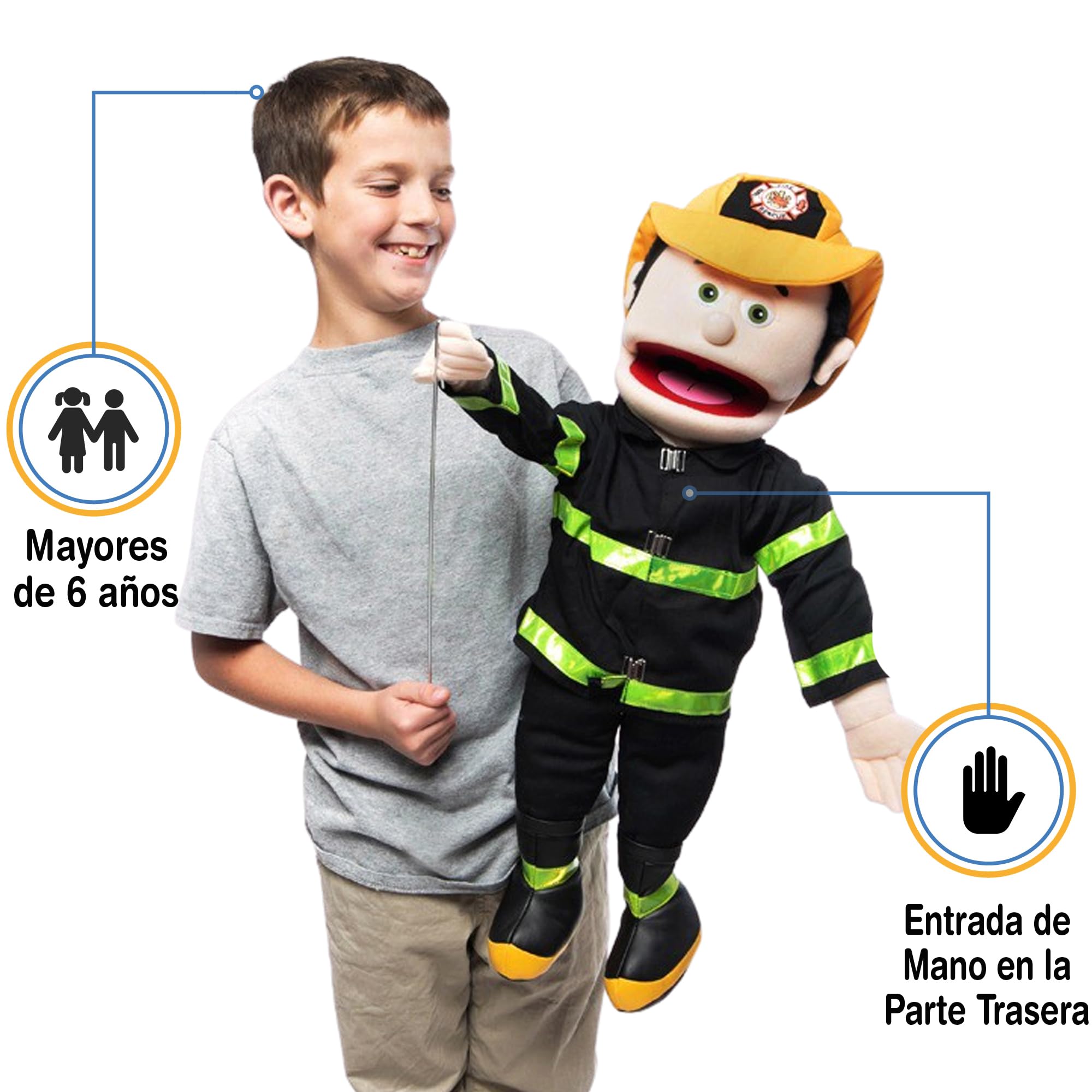 25 Caucasian Fireman Full Body Puppet by Silly Puppets