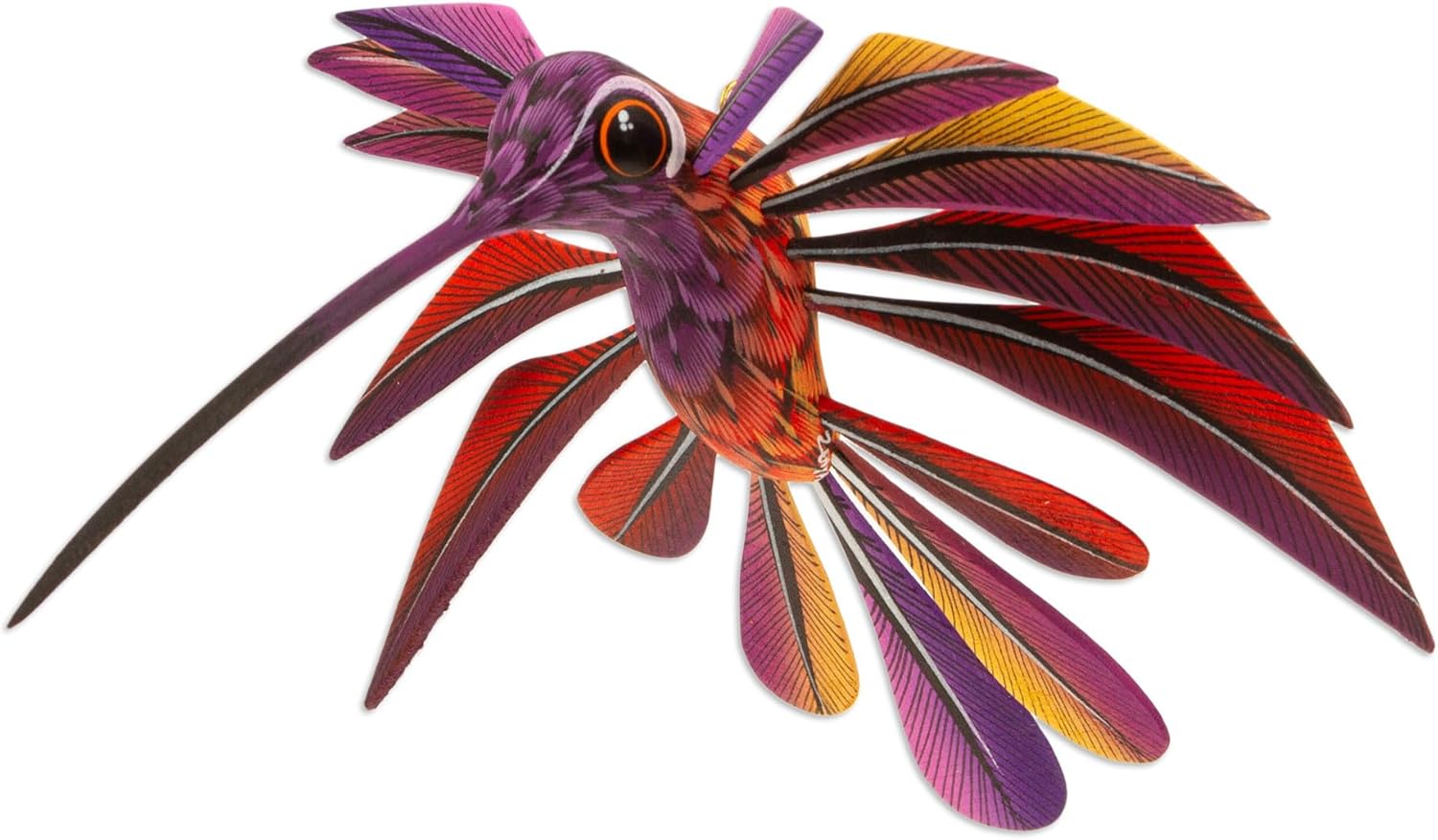 NOVICA Purple Hand Painted Alebrije Wood Hummingbird Sculpture, 3" Tall, 'Purple Hummingbird'