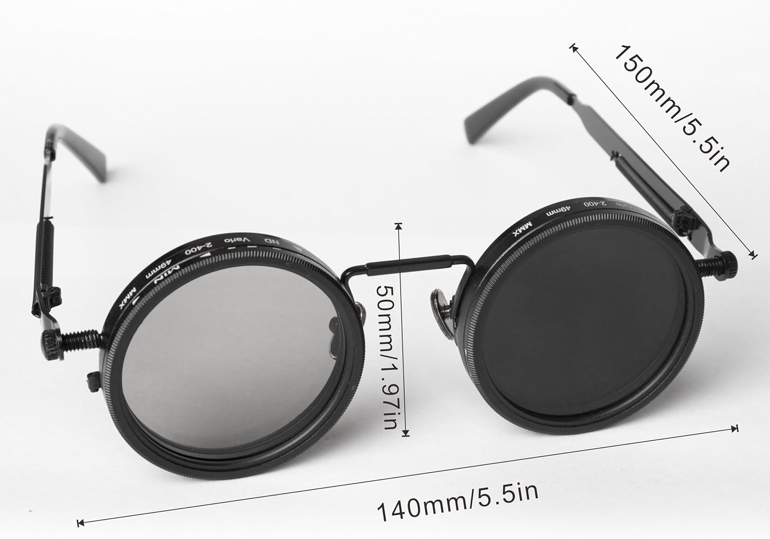 Adjustable Polarized Sunglasses with 1-9 Tint Levels - UV400 Protection & ND Filter Lenses - Unisex Round Frame Beach Eyewear - Image 6