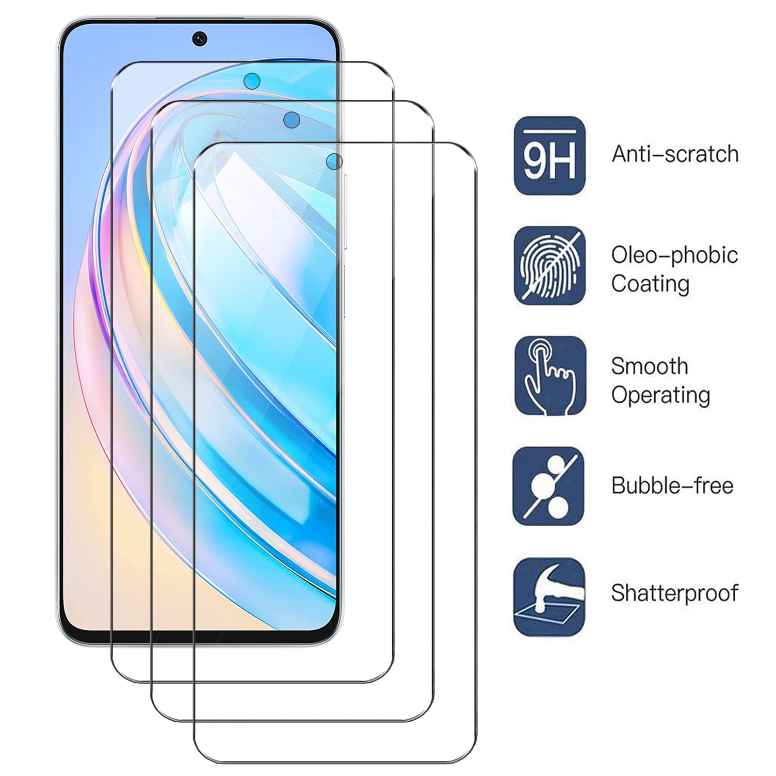 CRAVEN Cover for Huawei Honor X8a in Glass, Protective Case in TPU