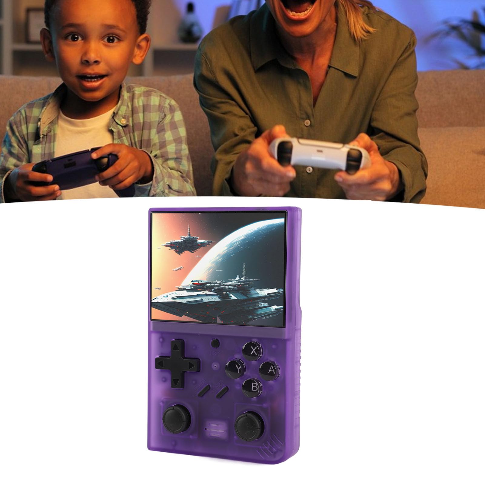 Przenośna Przenośna Konsola do Gier Retro 3,5-calowy Ekran IPS Karta Pamięci 64 GB Bateria 3000 MAh (PURPLE)