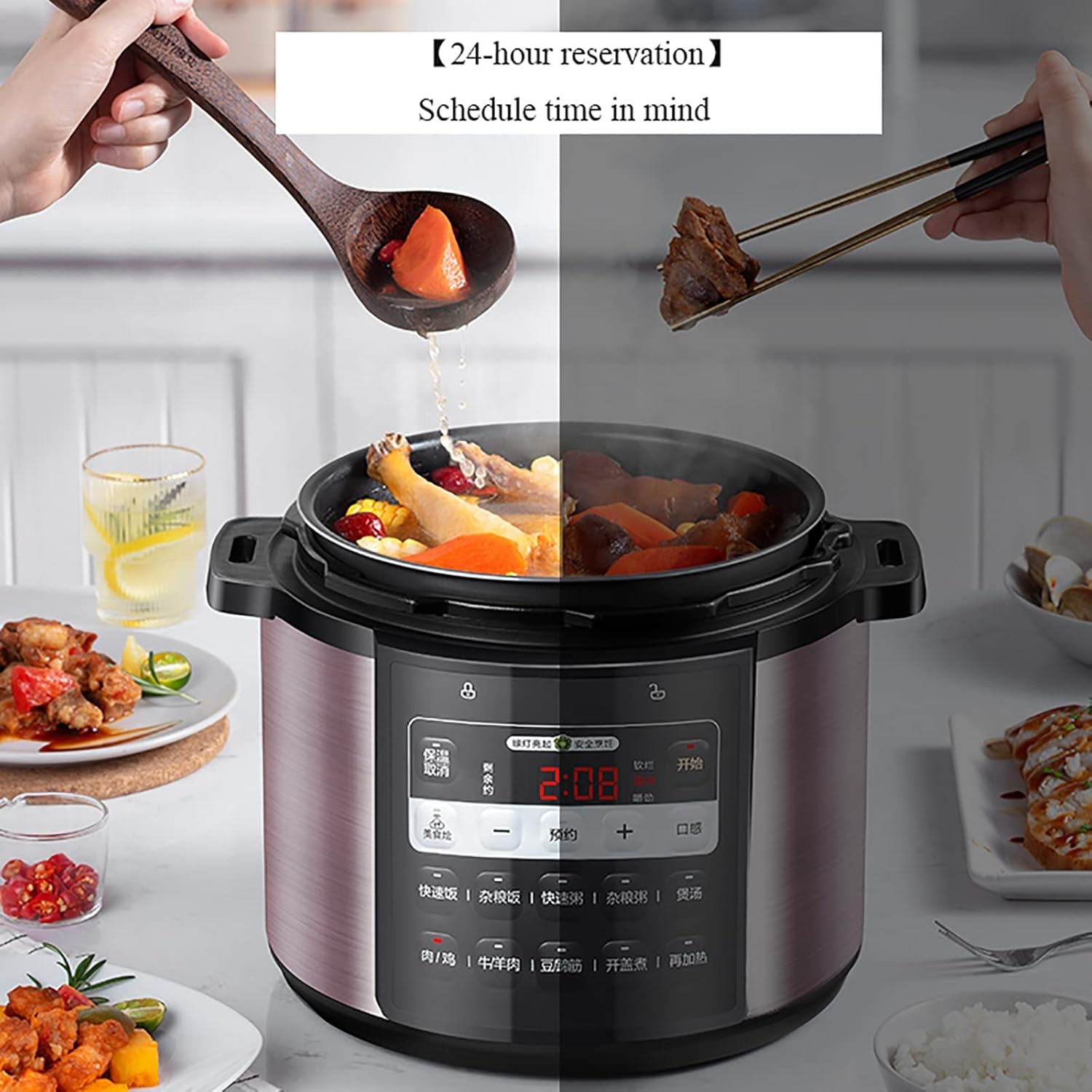 Rice Cooker (5L) Household Multi-function Rice Cooker, Thicken Non-stick Double Liner,Heat Preservation, for 2-8 People 220-240V US/EU