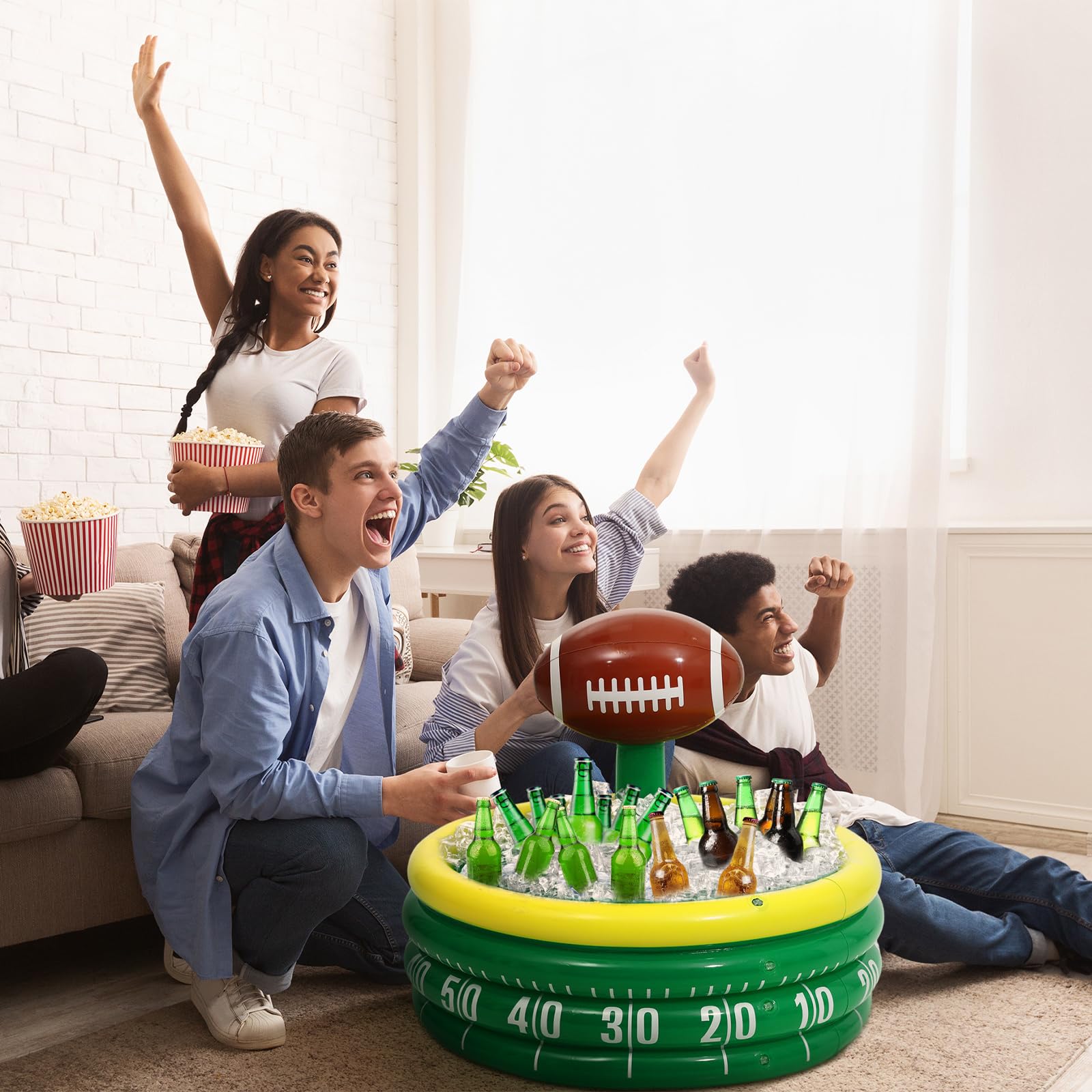 Bencailor 2 Pcs Inflatable Football Cooler for Parties Blow up Drink Rugby Cooler Party Decorations Football Party Supplies Inflatable Ice Bucket for Game Day Picnic Beer — Amazon image 2