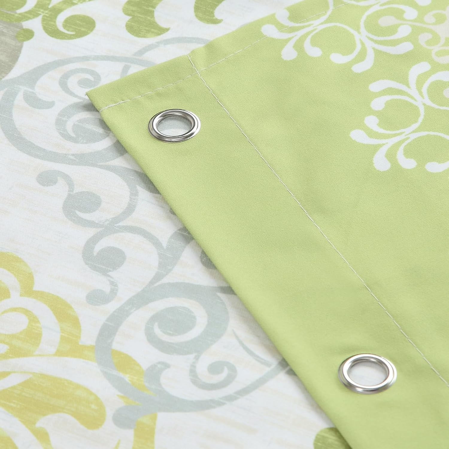 90 Inch Fabric Shower Curtain, Extra Long Green Yellow Grey Boho Medallion Print Shower Curtains for Bathroom, 72" W x 90" H