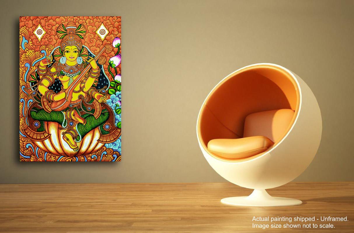 Kerala Mural Art Painting - Maa Saraswati -2 Kerala Mural Art Painting - Maa Saraswati -2