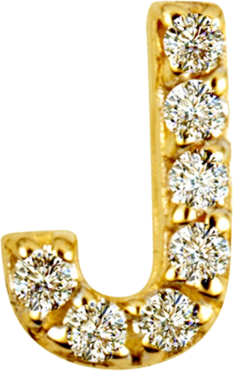Gold Personalized Cubic Zirconia Initial Letter "A-Z" Single Stud Earrings for Women | 10K or 14K Yellow Gold