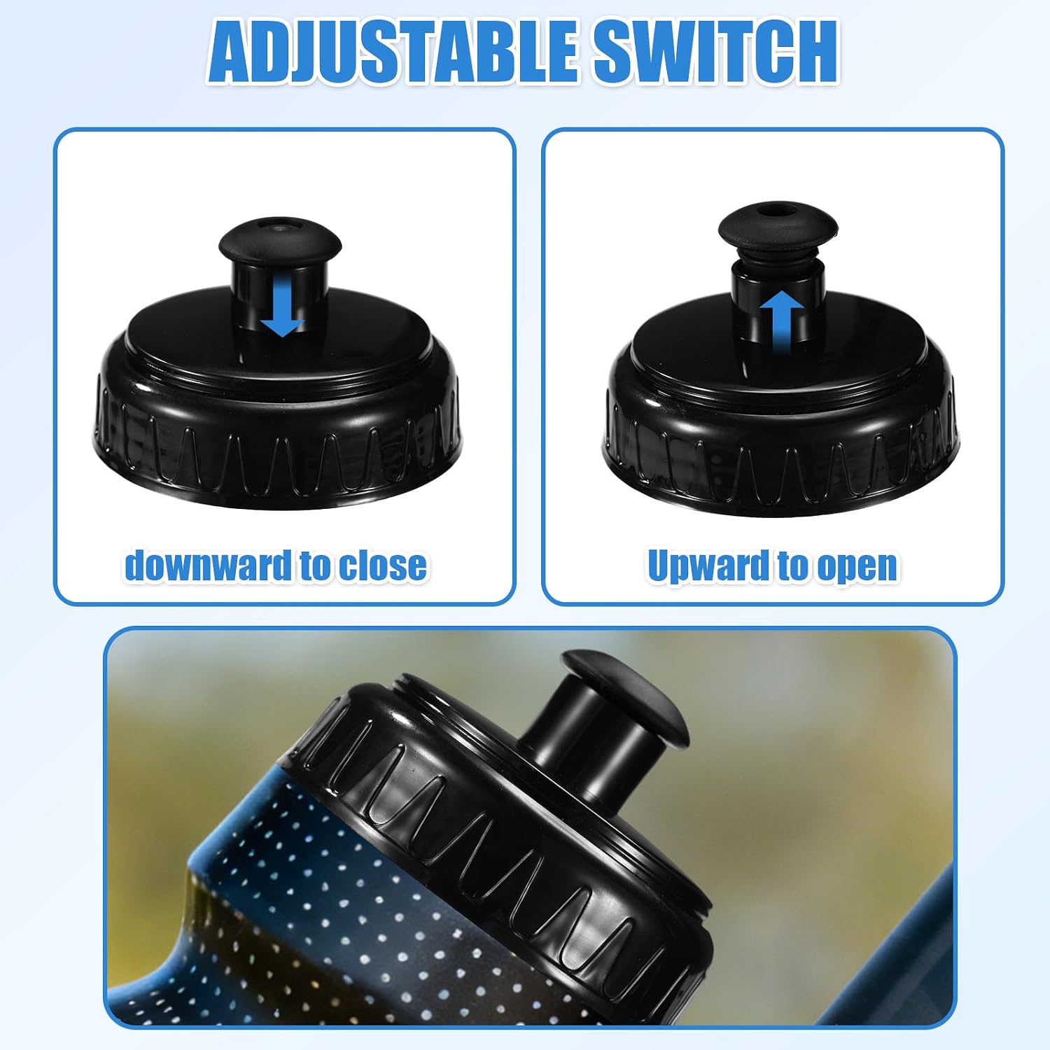 Replacement Cap for Polar, BPA-Free Plastic Water Bottle Lid Spout Leak-Proof Suqeeze Bottle Cap Accessories Compatible with Polar 20 & 24oz (Black) image 5