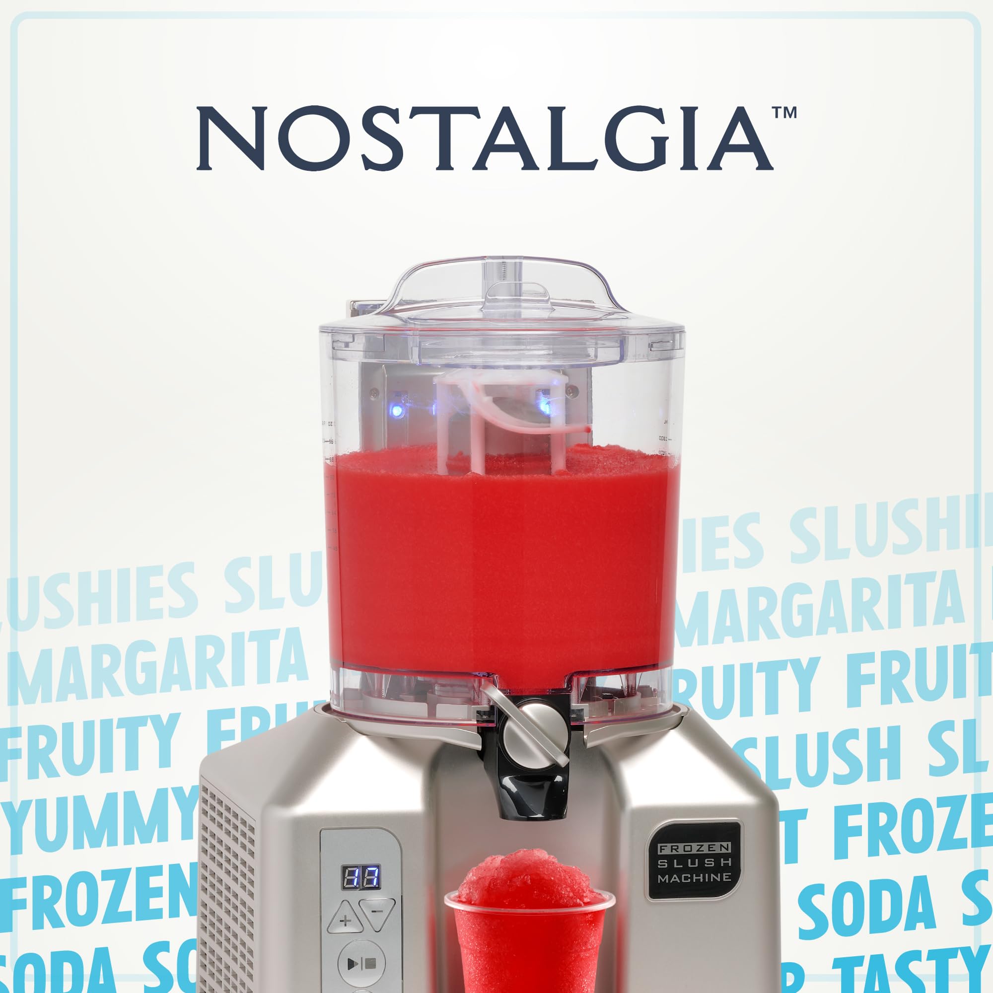 Nostalgia Máquina profesional de granizado congelado, licuadora de 2.8 litros, batidos o granizados de alta calidad para encimeras de cocina y bares en casa, acero inoxidable