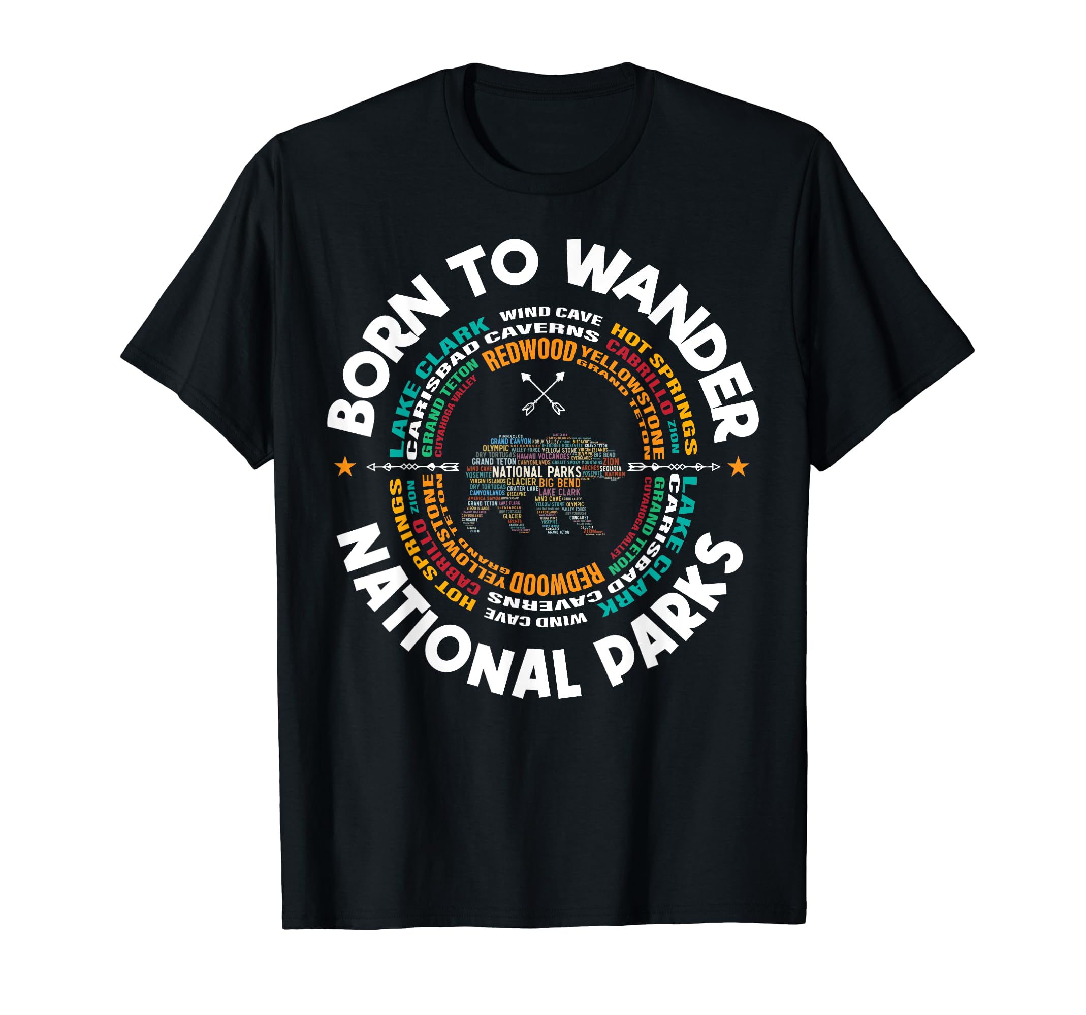 National Parks USA - Bear - Born To Wander National Parks T-Shirt