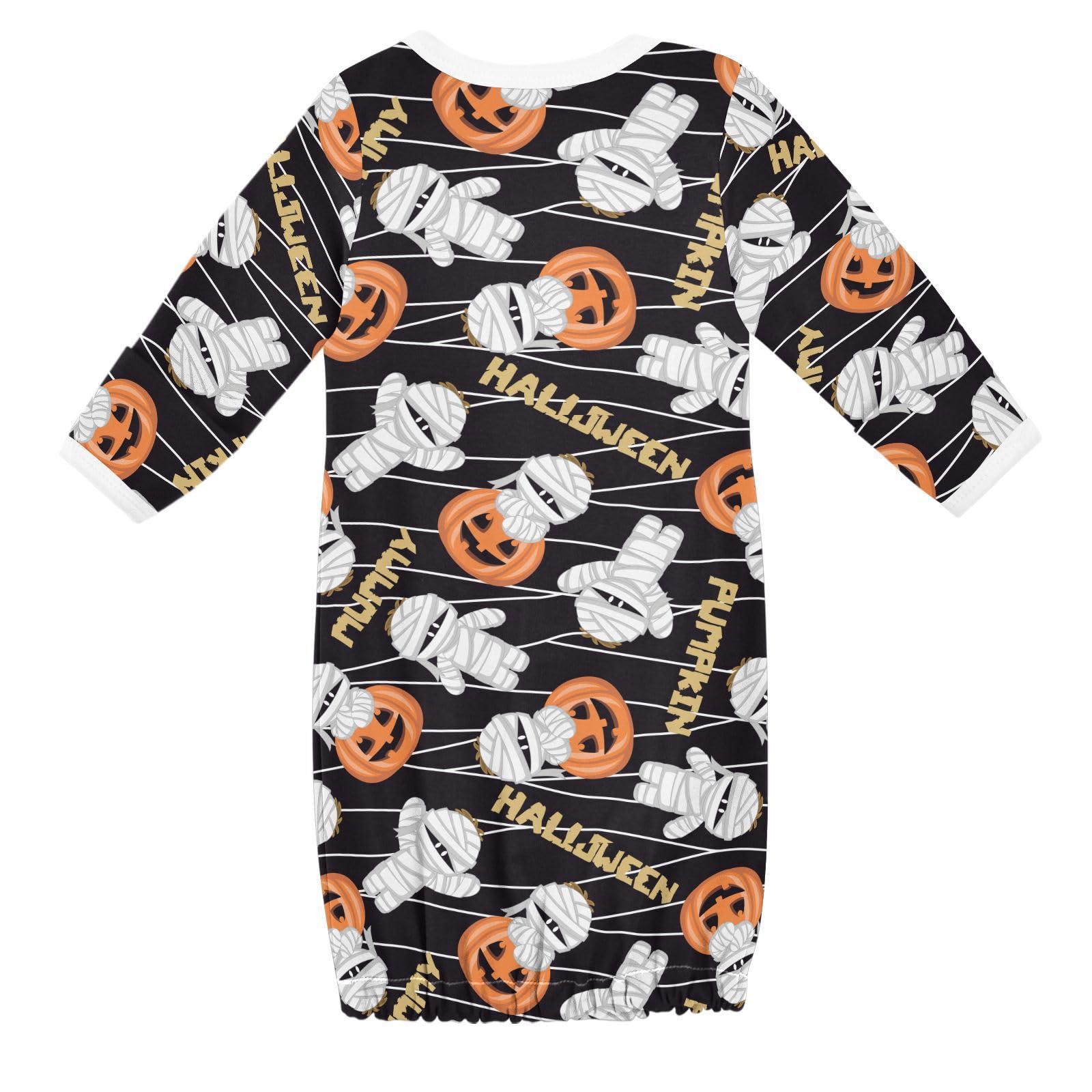 WIFIU Halloween Mummy Pumpkin Baby Girls Boys Sleeper Gown Cotton Nightgown Long Sleeve, Baby Nightdress Sleeping Clothes for Newborn 6-12 Months Multicolor
