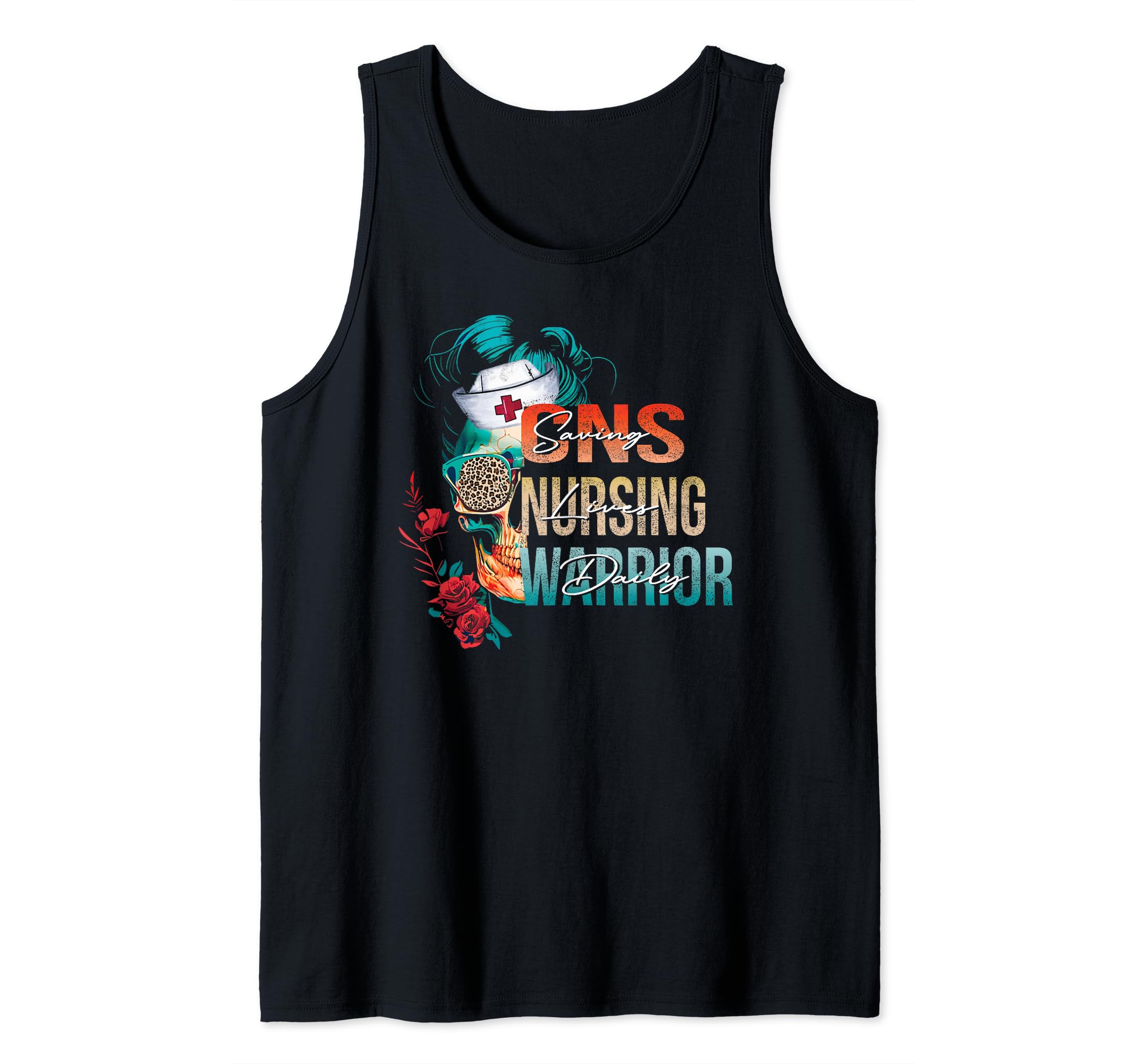 CLINICAL NURSE SPECIALIST Nurse Graduation GiftNurse Messy Bun Skull Halloween Crew Costume Nurse Life CNS Tank Top