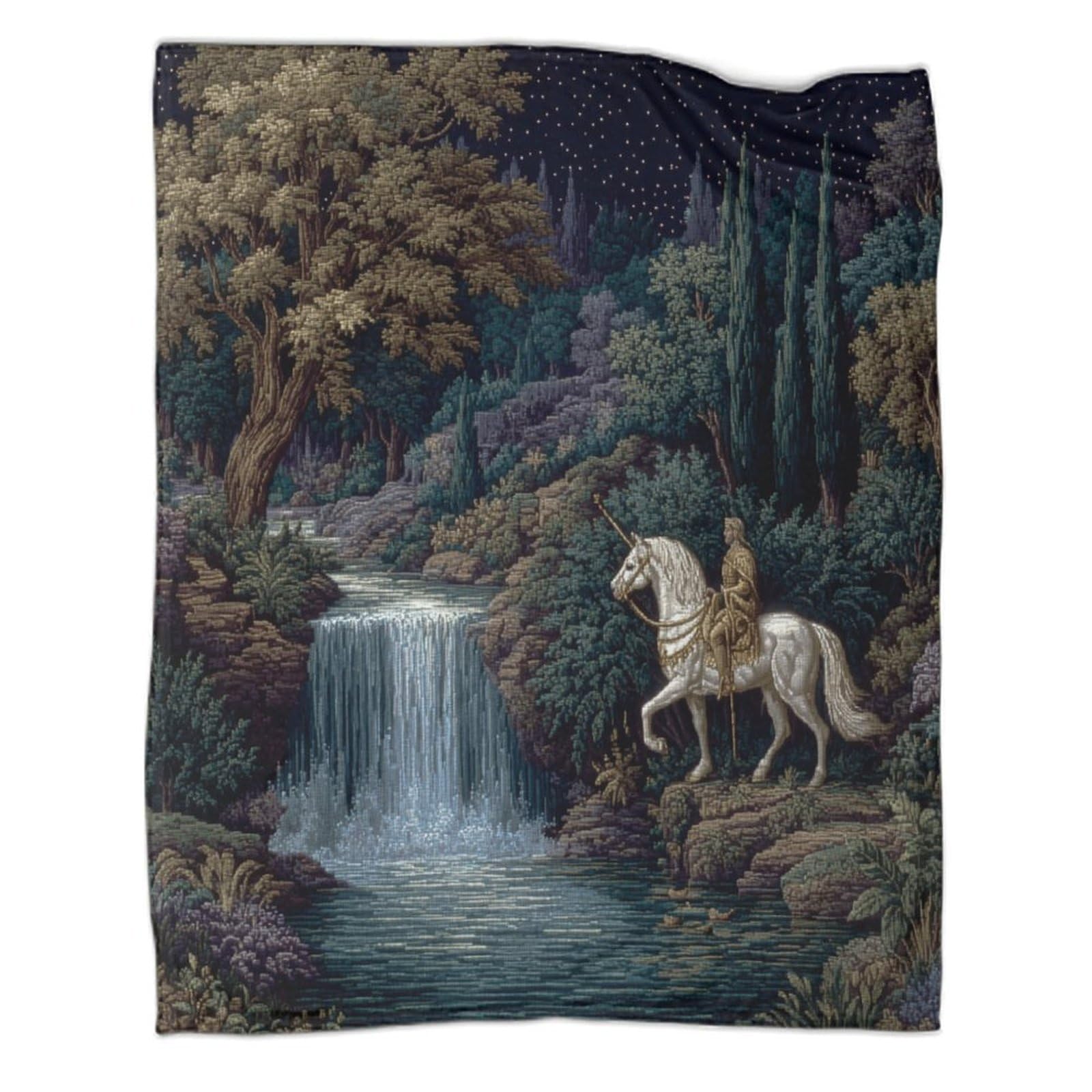 kaiyun Waterfall, Rider Outdoor Camping Printed Soft Breathable Warm Blanket Four Seasons Bedroom Bedspread 80x90inch(200x230cm)
