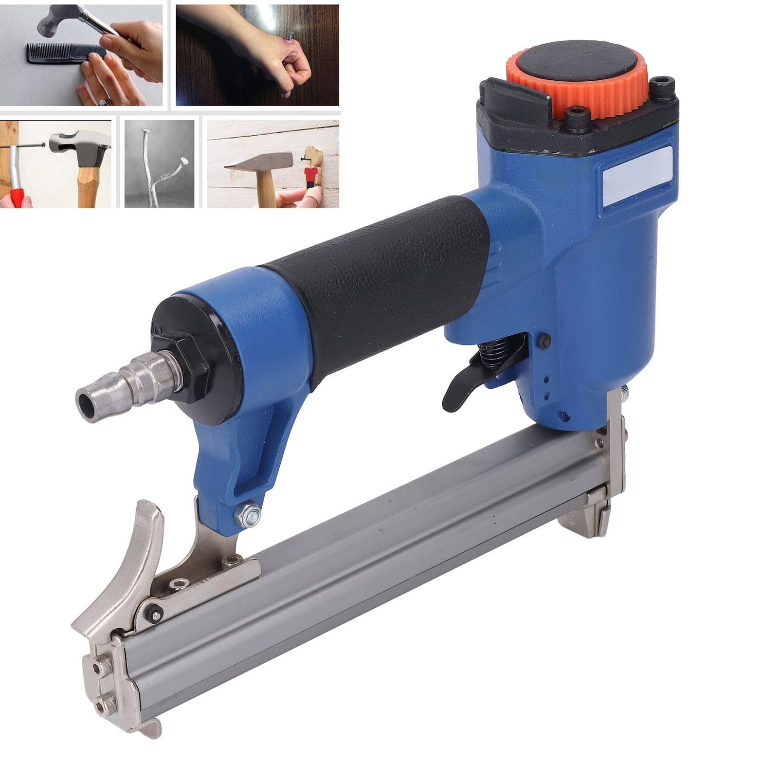 Pneumatyczne Brad Nailler Poręczy Ergonomiczna Ergonomiczna Wysoka wydajność 100pcs Pojemność 10 22 mm pistoletu paznokciowego do obróbki stolarskiej aluminium aluminium ze stali