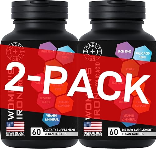 Suplementos veganos de hierro para mujeres con ácido fólico  168% ácido fólico folato, 194% sulfato ferroso constructor de sangre pastillas de