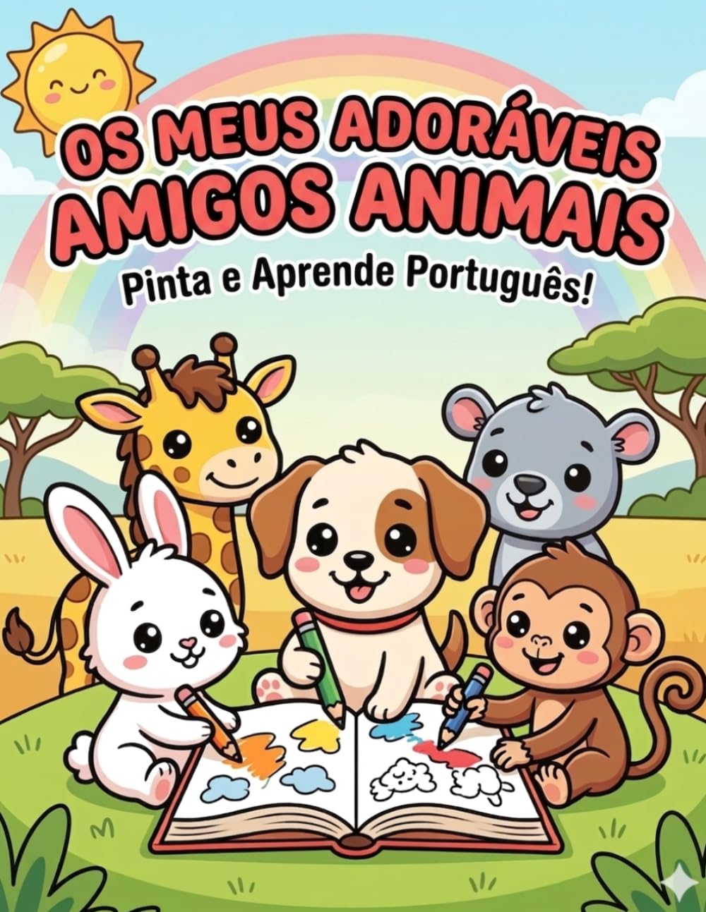 Os meus adoráveis amigos animais: Livro para colorir e aprender dos 3 aos 8 anos
