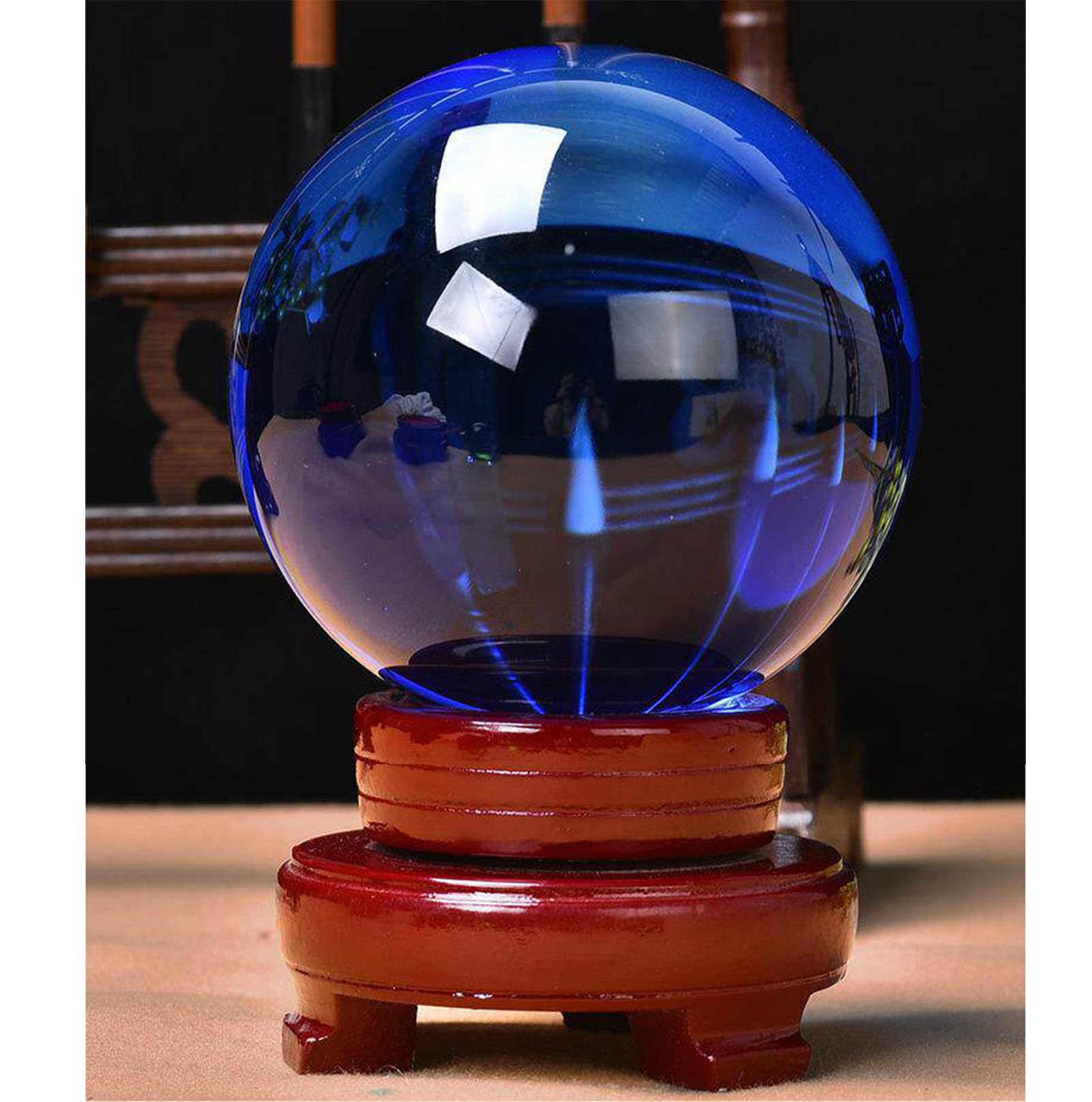 Transparente Blaue Kristallkugel-Ornament Yoga & Spiritualität