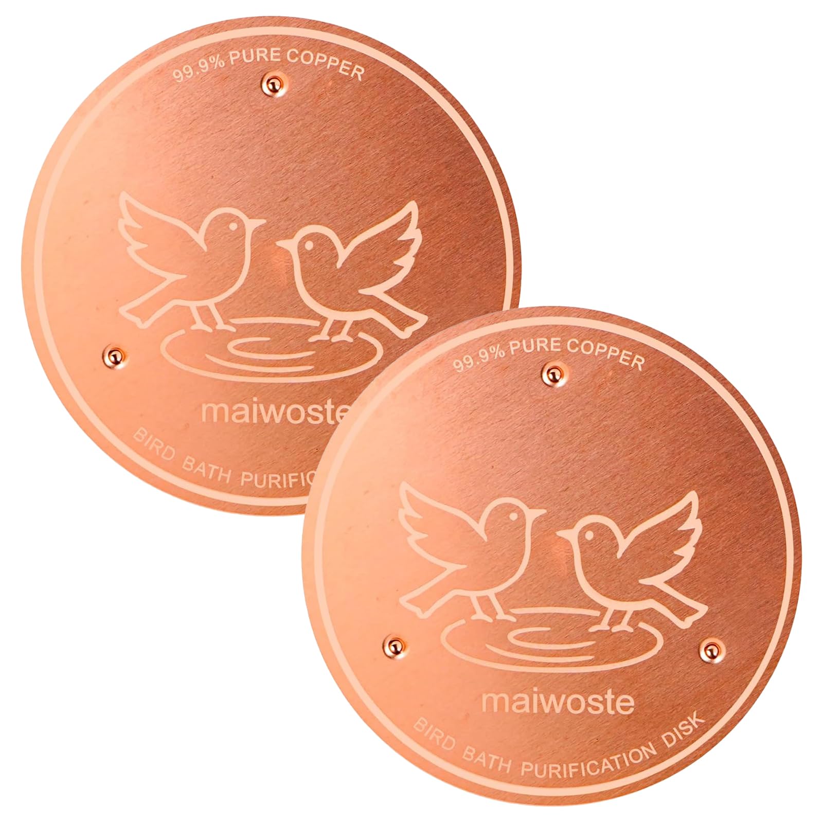 2Pcs Pure Copper Bird Bath Purification Disk,3.94in Copper Cleaning Disc with Stable 3-Point Support BirdBath Cleaning Disc,Physical Water Purifier for All-Season Safe Water Purifier for Outdoor Bowls