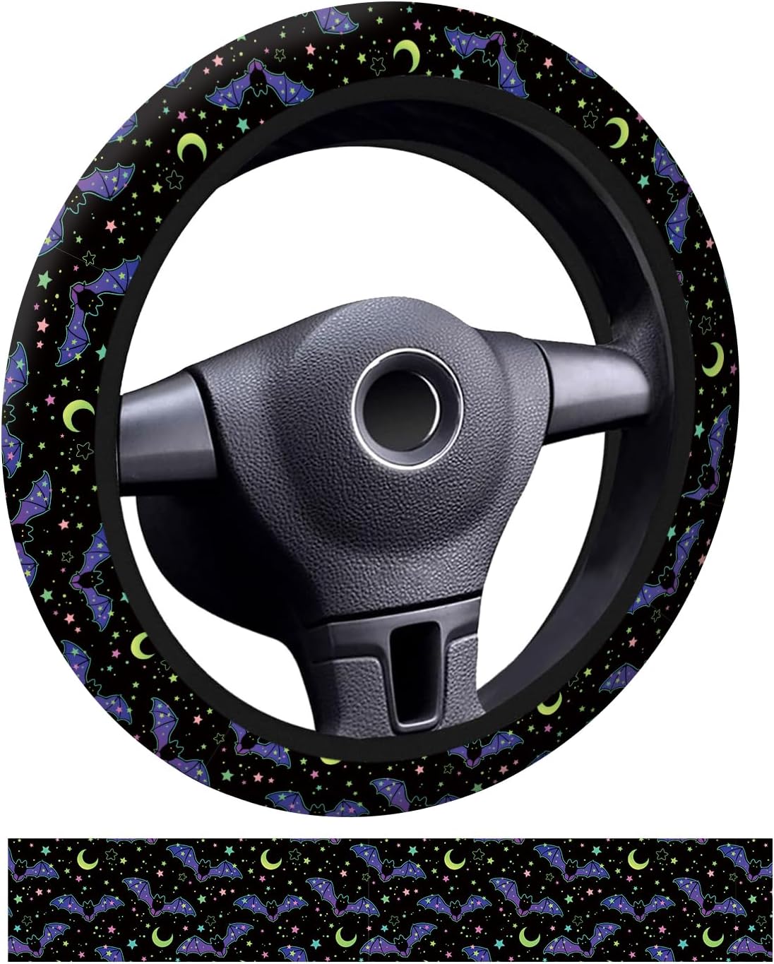Car Steering Wheel Cover, Universal 15 Inch Neoprene Non-Slip Steering Wheel Covers, Funny Car Accessories for Women Men Fit Auto, Suvs, Truck Cute Purple Bats