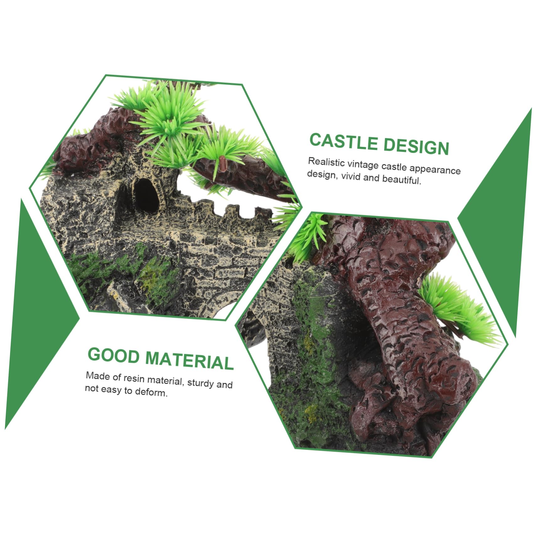 Cabilock 2 Pezzi casa dell'acquario Artificiale Castello Acquario Artificiale Ornamenti Accessori Carri Armati guidato impostore UV Castello dell'acquario Artigianato in Resina per acquari