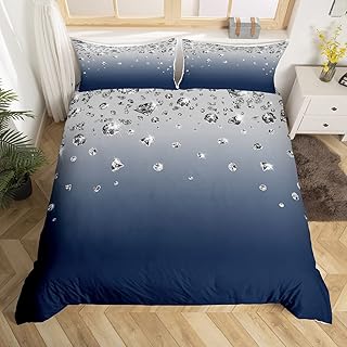 Juego de funda de edredón azul degradado doble para niñas y mujeres adultas, juego de ropa de cama de color degradado azul oscuro, arte abstracto moderno, decoración de dormitorio, funda de edredón