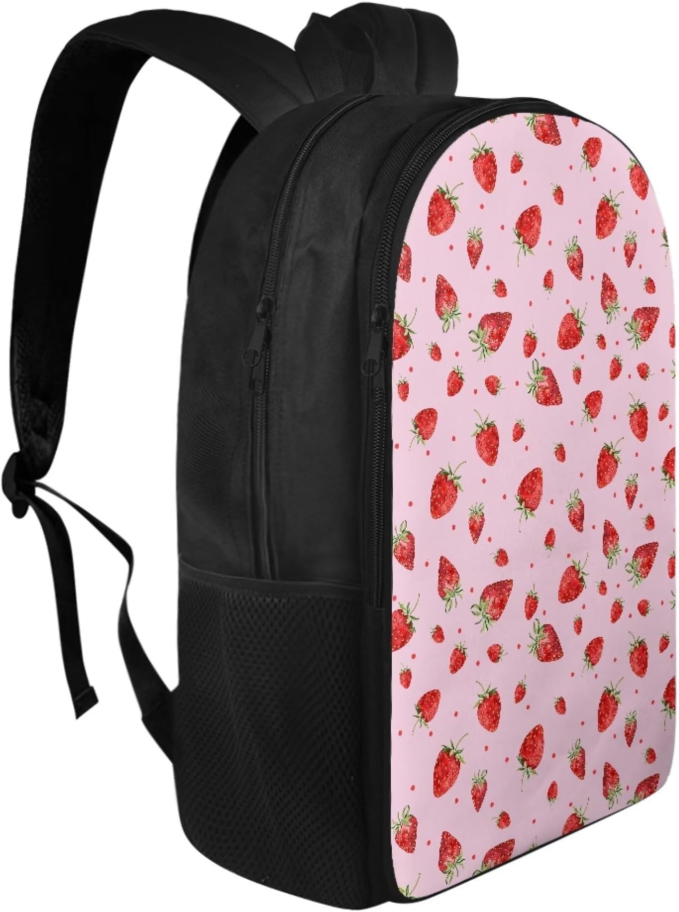 Strawberry Red Pink School Backpack Boys Lightweight Girls Backpack Durable Travel Bookbag