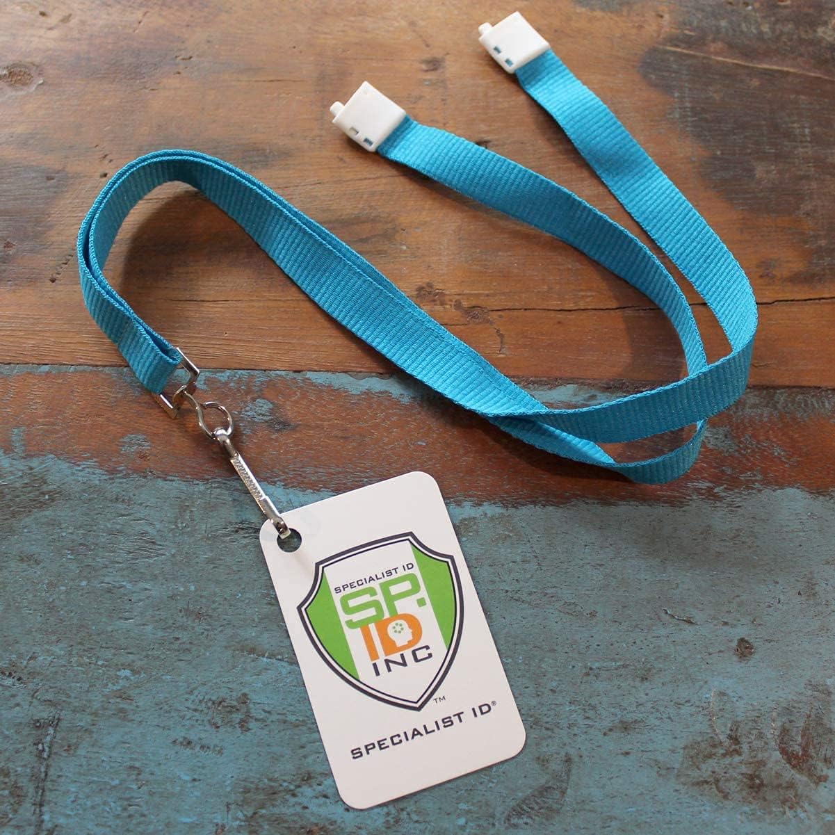 Specialist ID Bulk 25 Pack - Bright Wide Lanyards for Name Badges w/Safety Breakaway Neck Clasp & ID Badge Holder J Clip - High Visibility Neon for Name Tag, Keys, Cruise, Student ID (Neon Sky Blue)